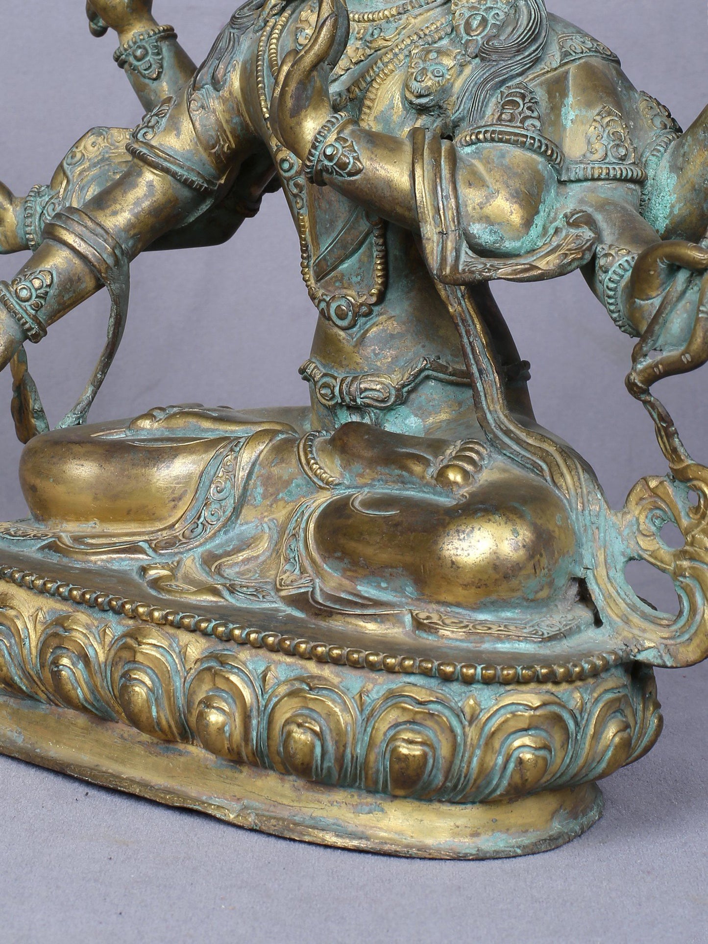 11" Maha Manjushri - Tibetan Buddhist Deity | Handmade Idol | Copper Statue Gilded With Gold