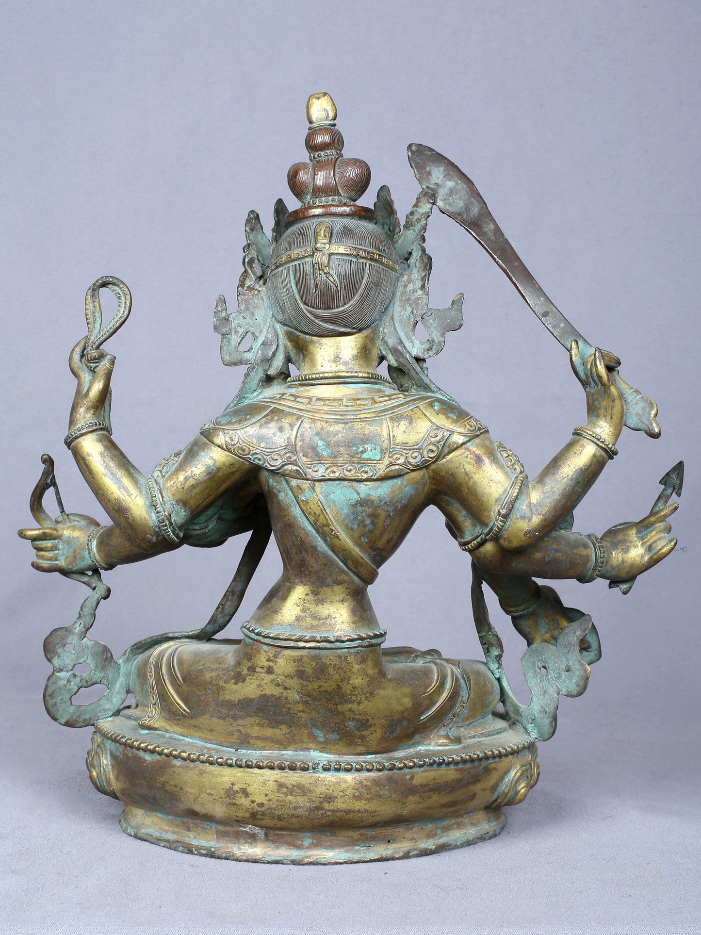 11" Maha Manjushri - Tibetan Buddhist Deity | Handmade Idol | Copper Statue Gilded With Gold