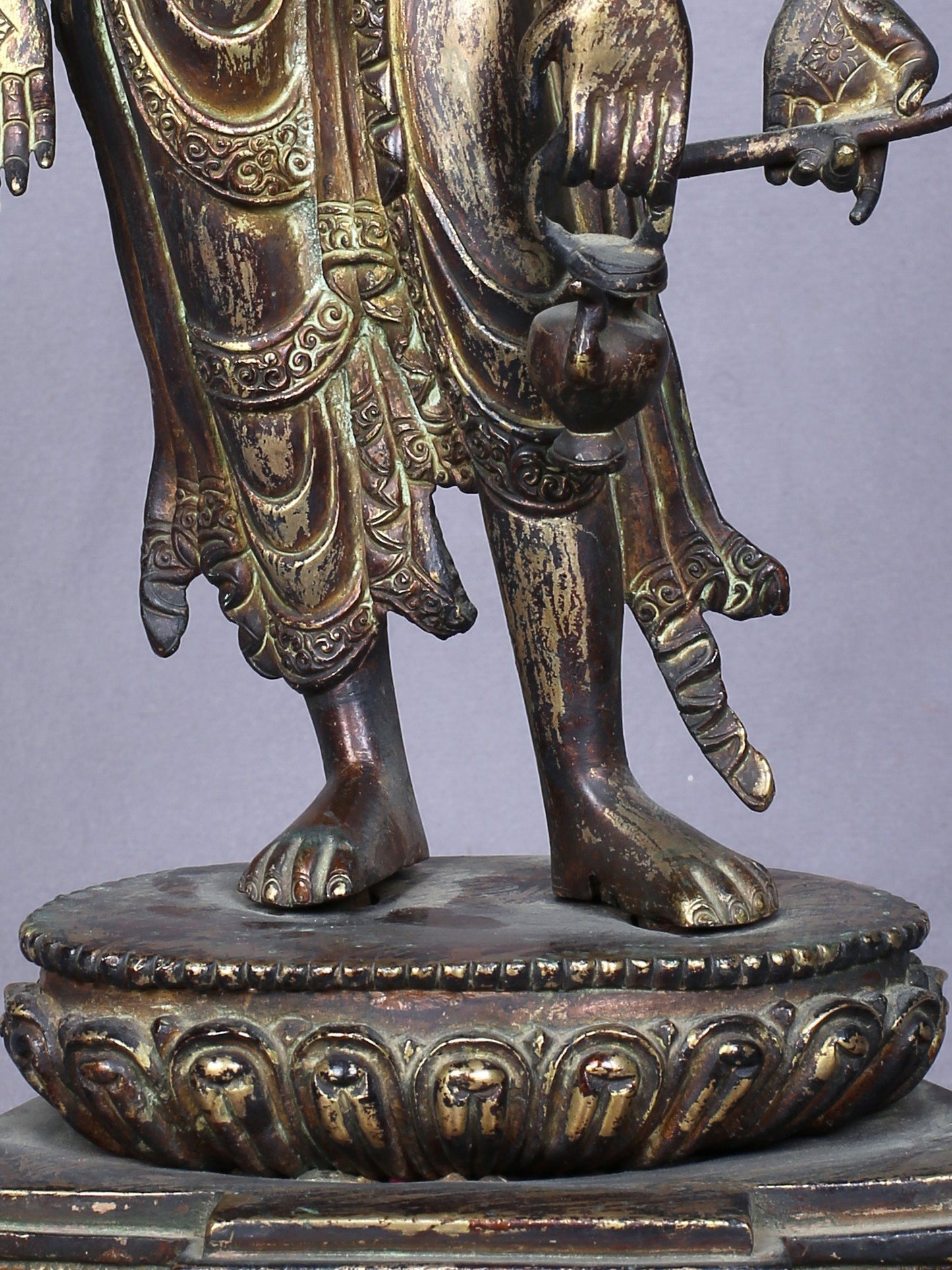 13" Amogh Pass Lokeshvara Copper Statue Gilded With Gold From Nepal | Handmade Idol