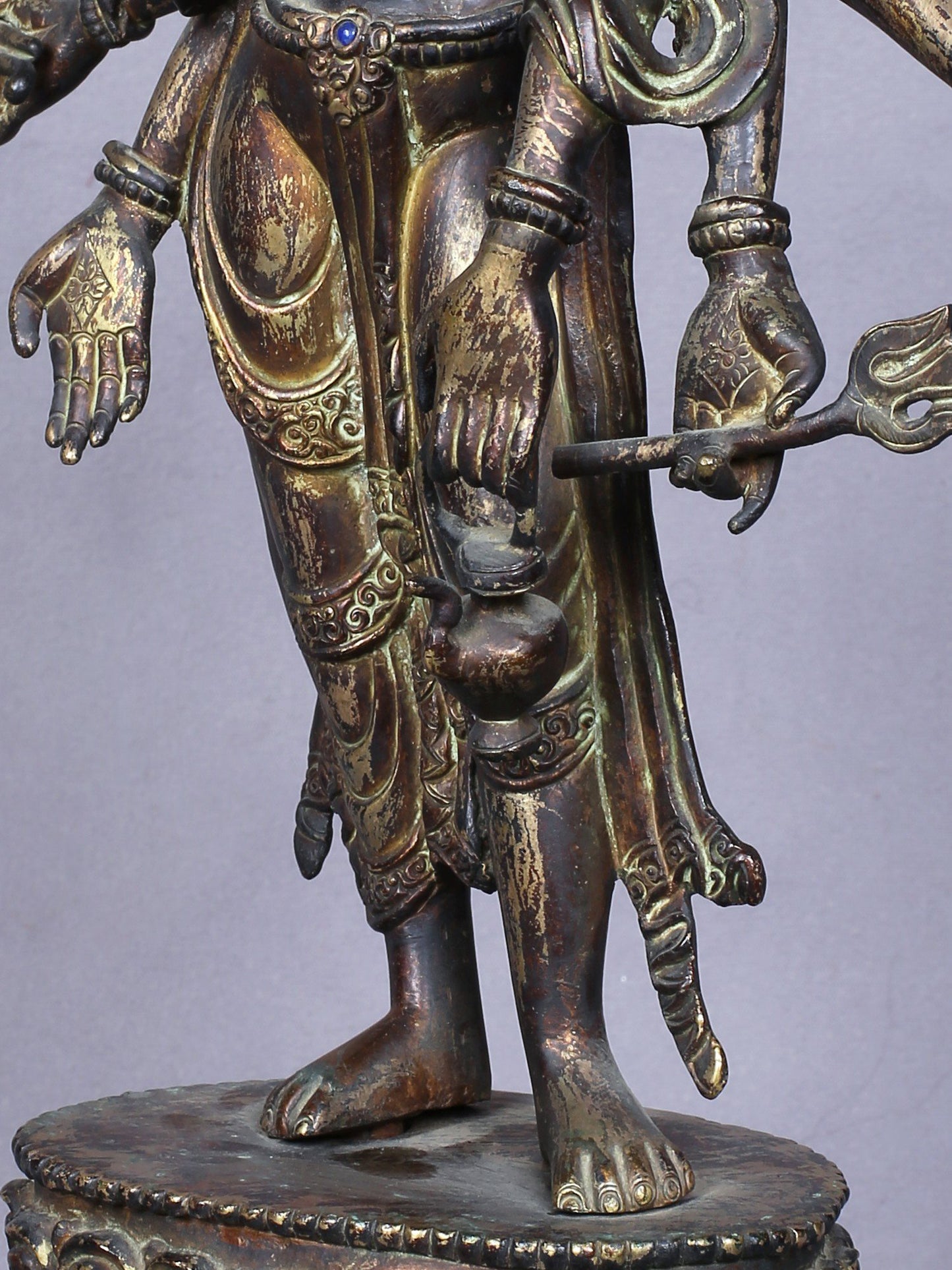 13" Amogh Pass Lokeshvara Copper Statue Gilded With Gold From Nepal | Handmade Idol