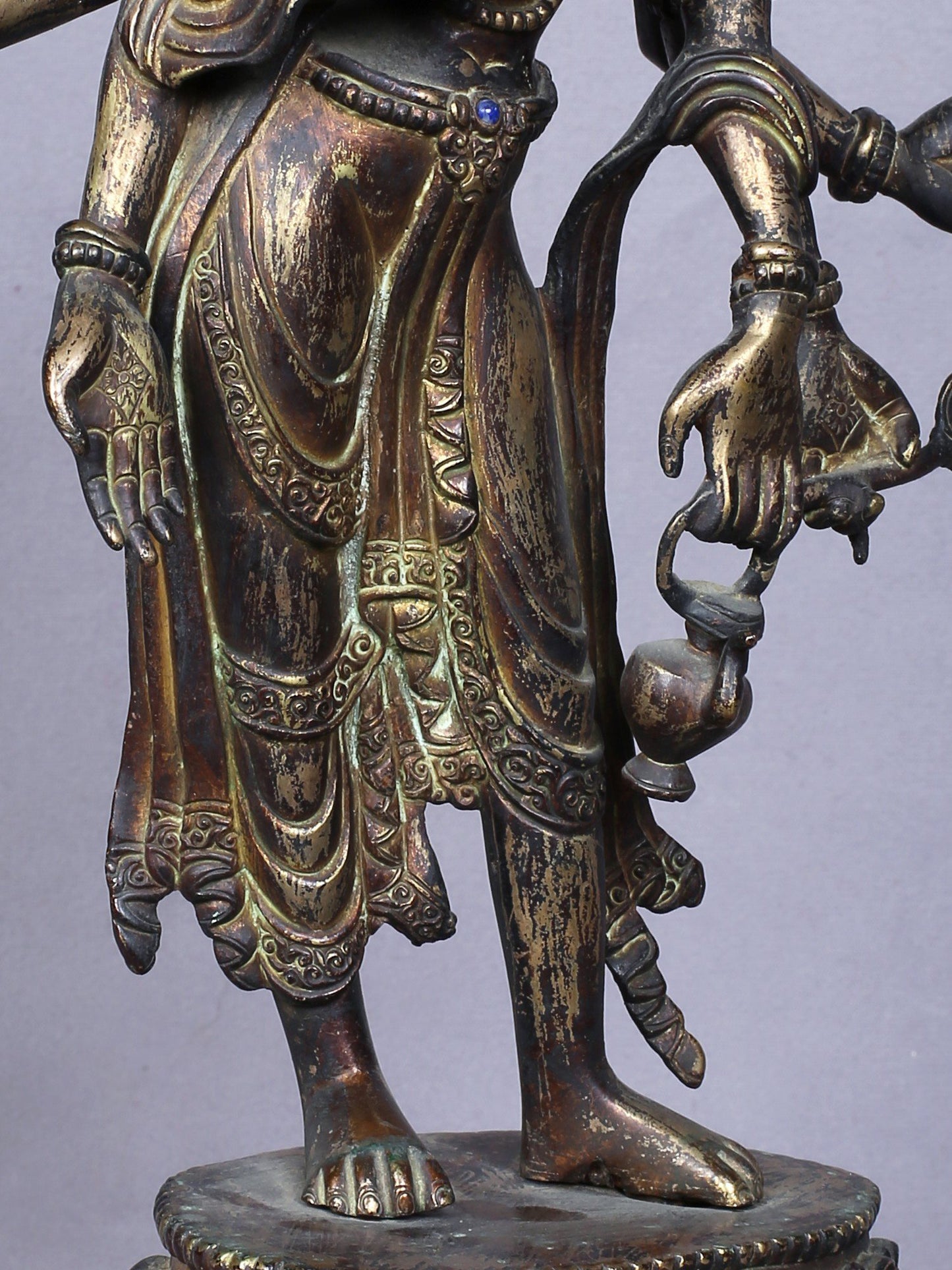 13" Amogh Pass Lokeshvara Copper Statue Gilded With Gold From Nepal | Handmade Idol