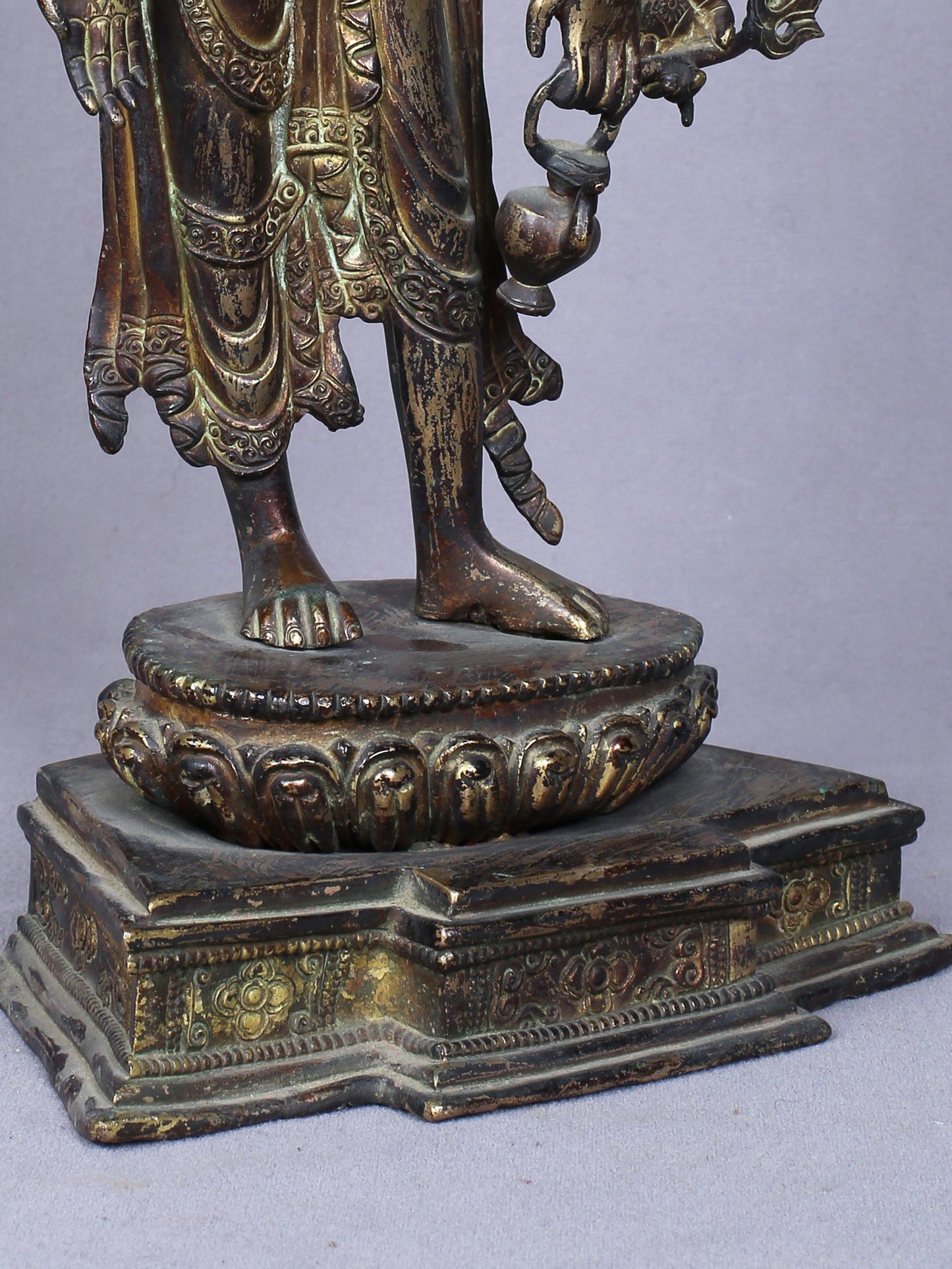 13" Amogh Pass Lokeshvara Copper Statue Gilded With Gold From Nepal | Handmade Idol