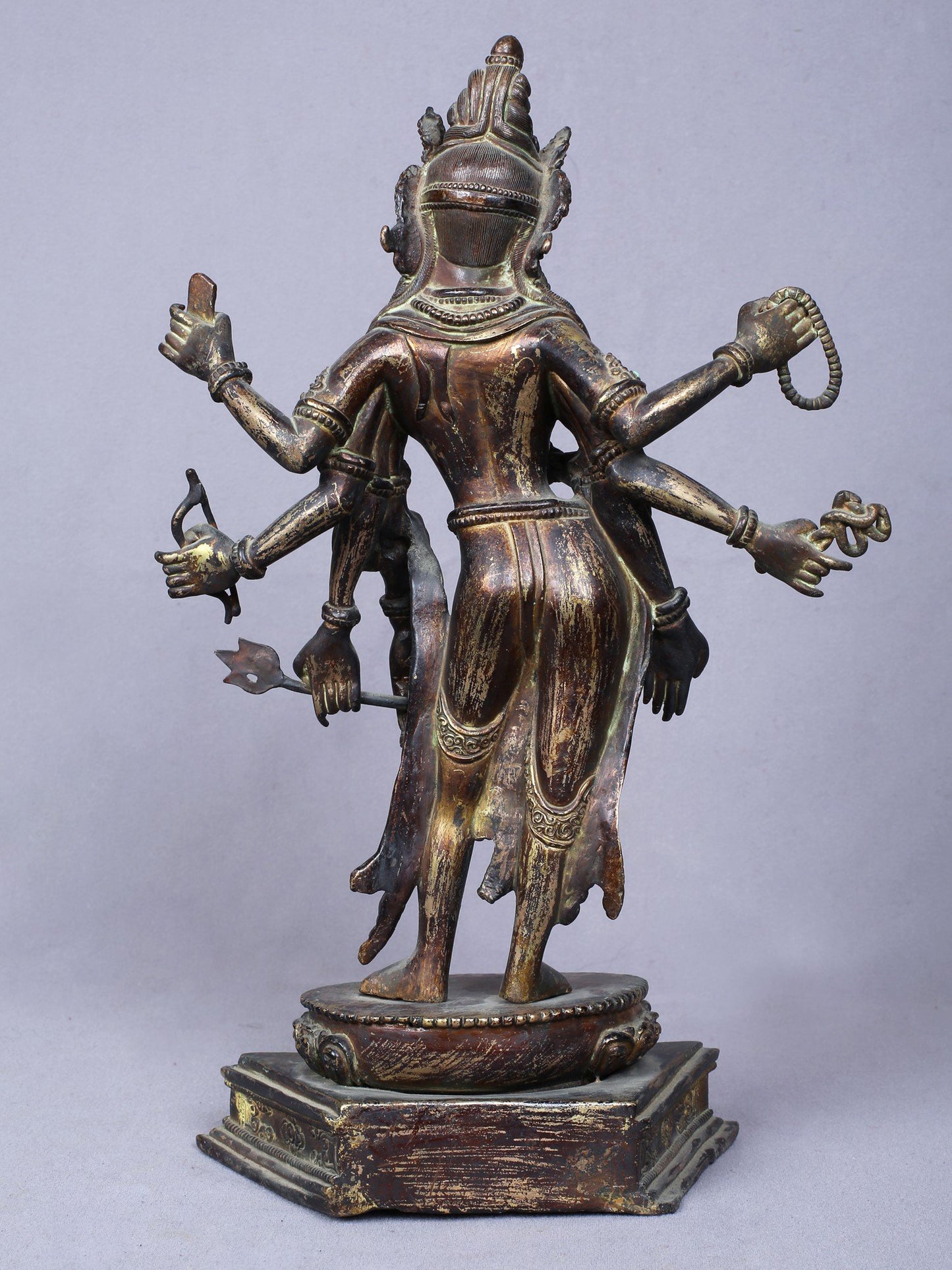 13" Amogh Pass Lokeshvara Copper Statue Gilded With Gold From Nepal | Handmade Idol