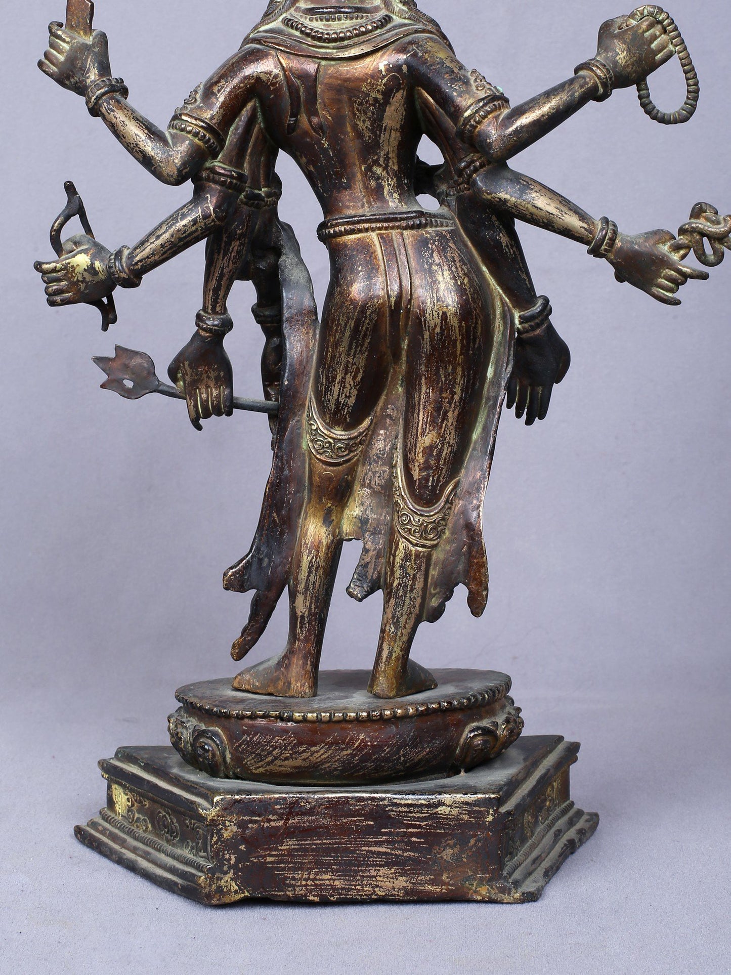 13" Amogh Pass Lokeshvara Copper Statue Gilded With Gold From Nepal | Handmade Idol