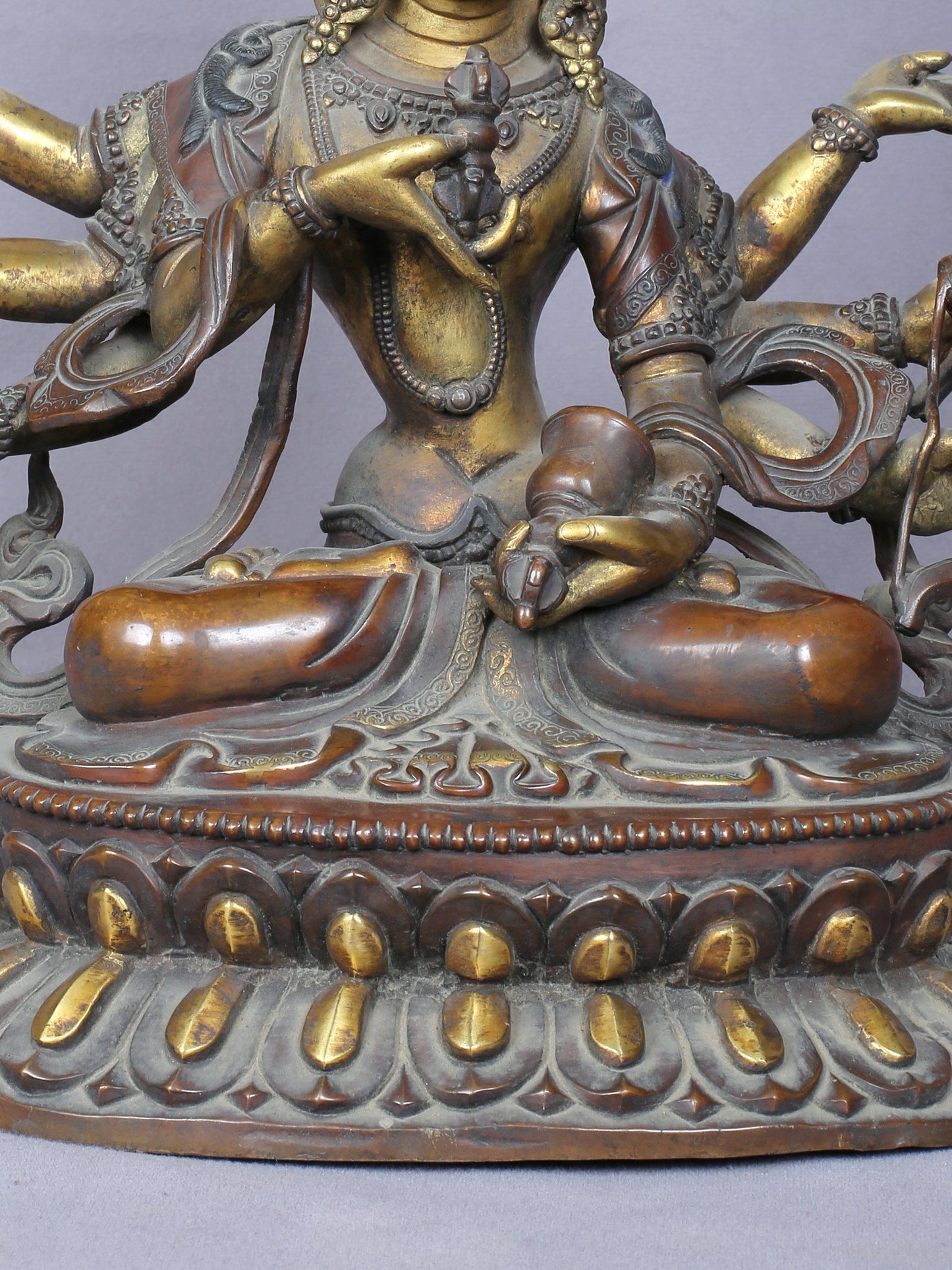 13” Maha Manjushri Copper Statue Gilded with Gold From Nepal | Handmade Statue