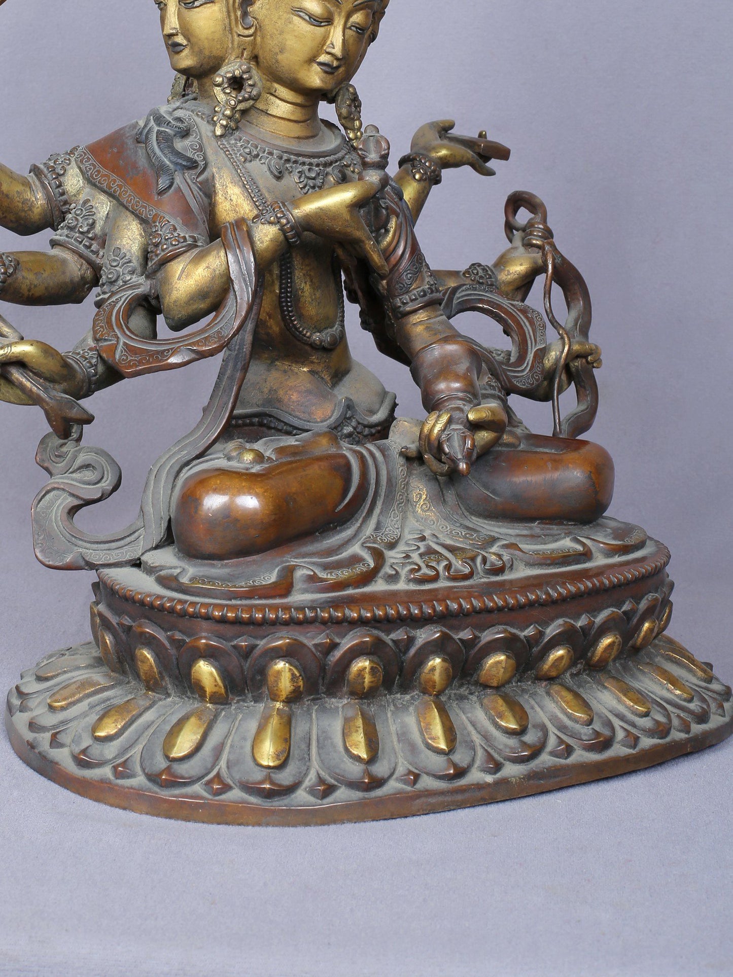 13” Maha Manjushri Copper Statue Gilded with Gold From Nepal | Handmade Statue