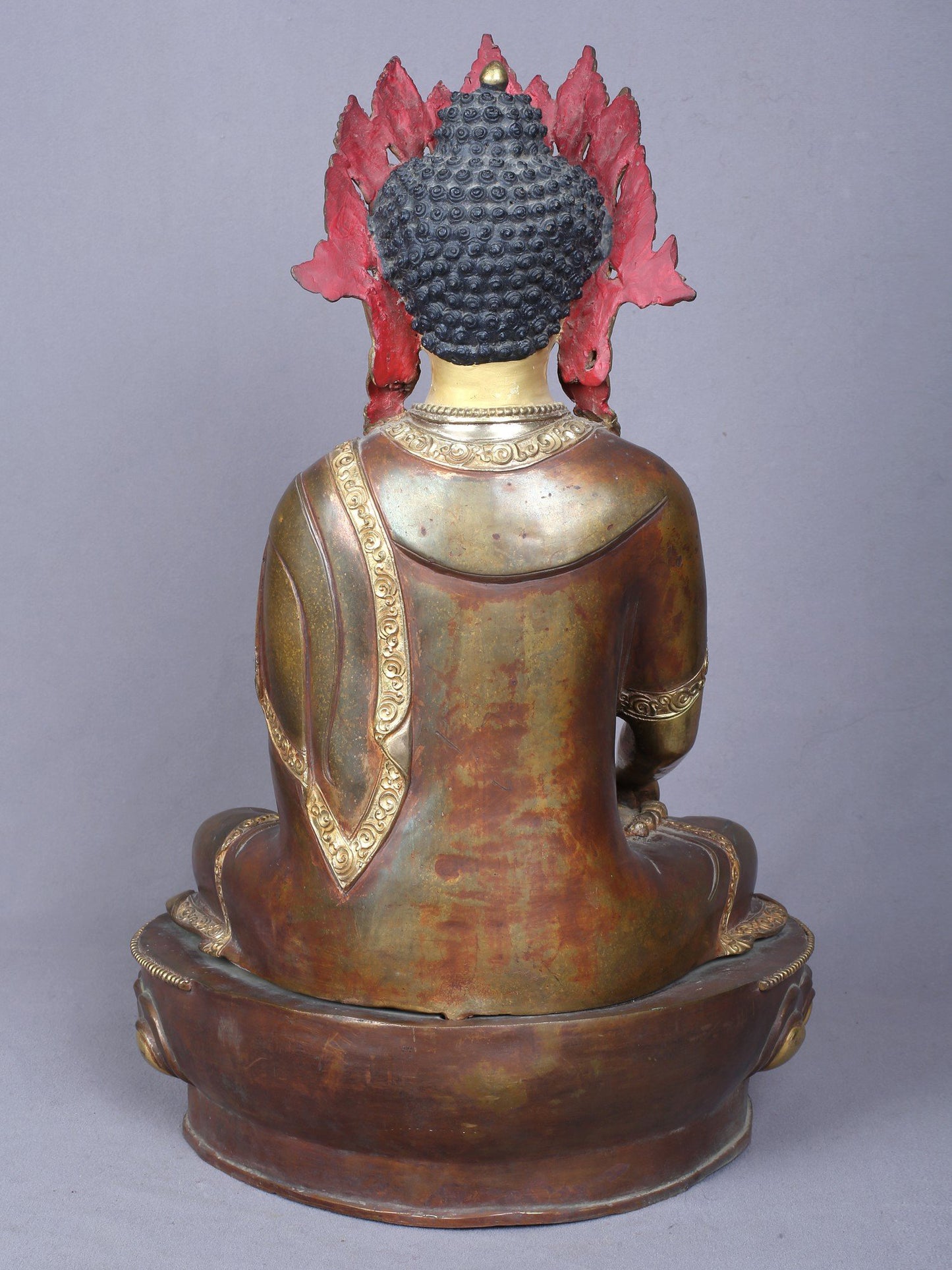 18" Vajrasattva Buddha Idol from Nepal | Copper Statue Gilded with Gold | Handmade Idol