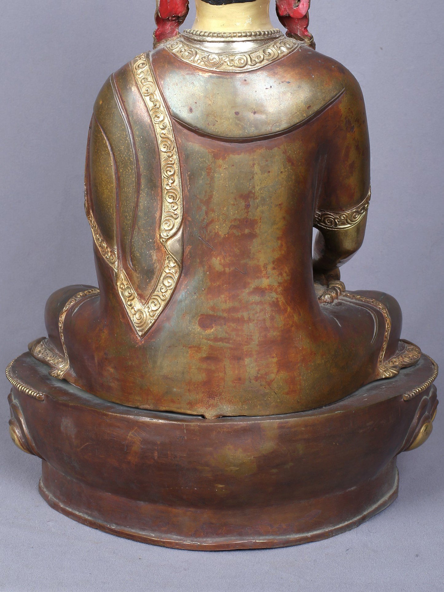 18" Vajrasattva Buddha Idol from Nepal | Copper Statue Gilded with Gold | Handmade Idol