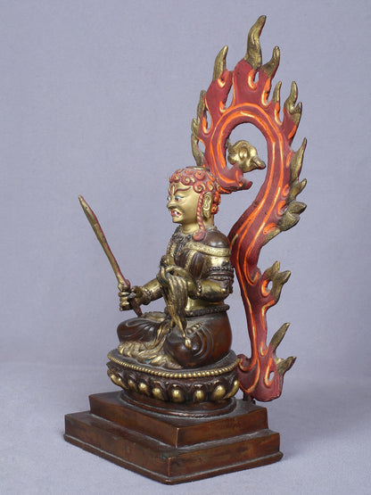 10" Buddhist Achala Yamaraj Idol From Nepal | Copper Statue Gilded With Gold | Handmade Idol