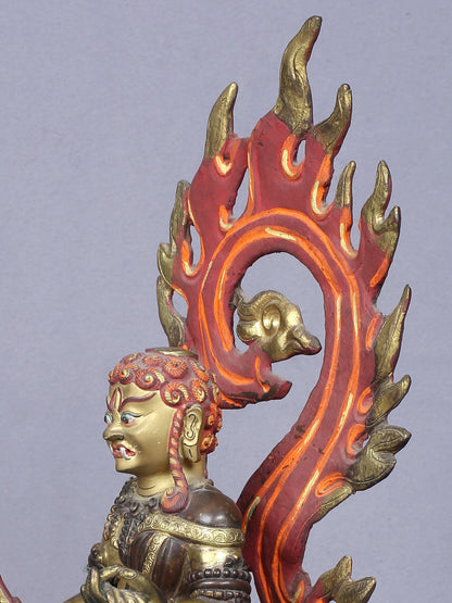 10" Buddhist Achala Yamaraj Idol From Nepal | Copper Statue Gilded With Gold | Handmade Idol