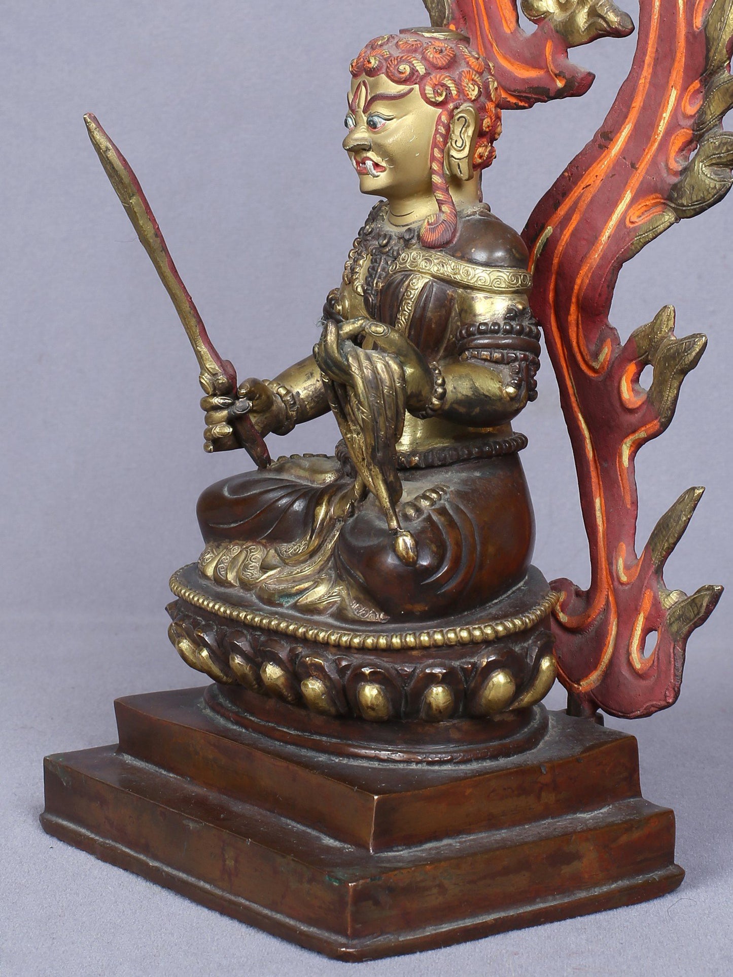 10" Buddhist Achala Yamaraj Idol From Nepal | Copper Statue Gilded With Gold | Handmade Idol