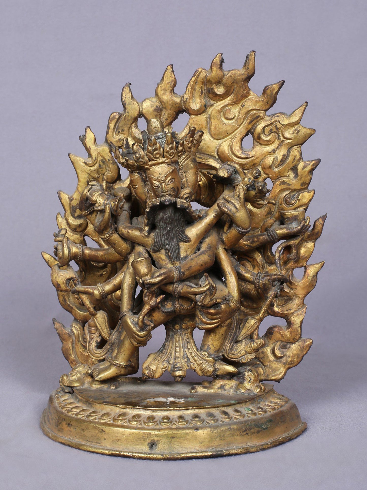 7" Buddhist Vajra Shakti Idol From Nepal | Handmade Idol | Copper Statue Gilded With Gold