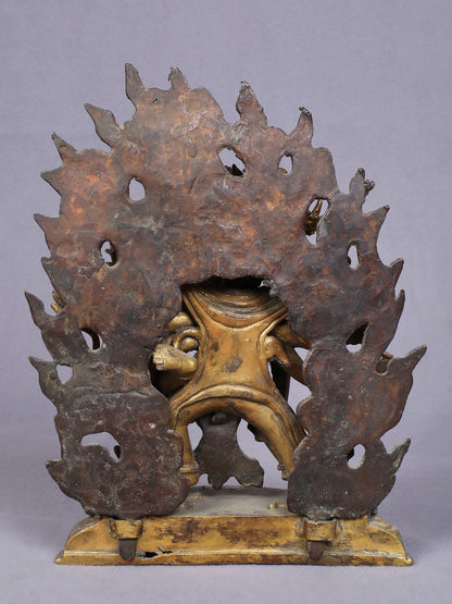 7" Buddhist Vajra Shakti Idol From Nepal | Handmade Idol | Copper Statue Gilded With Gold