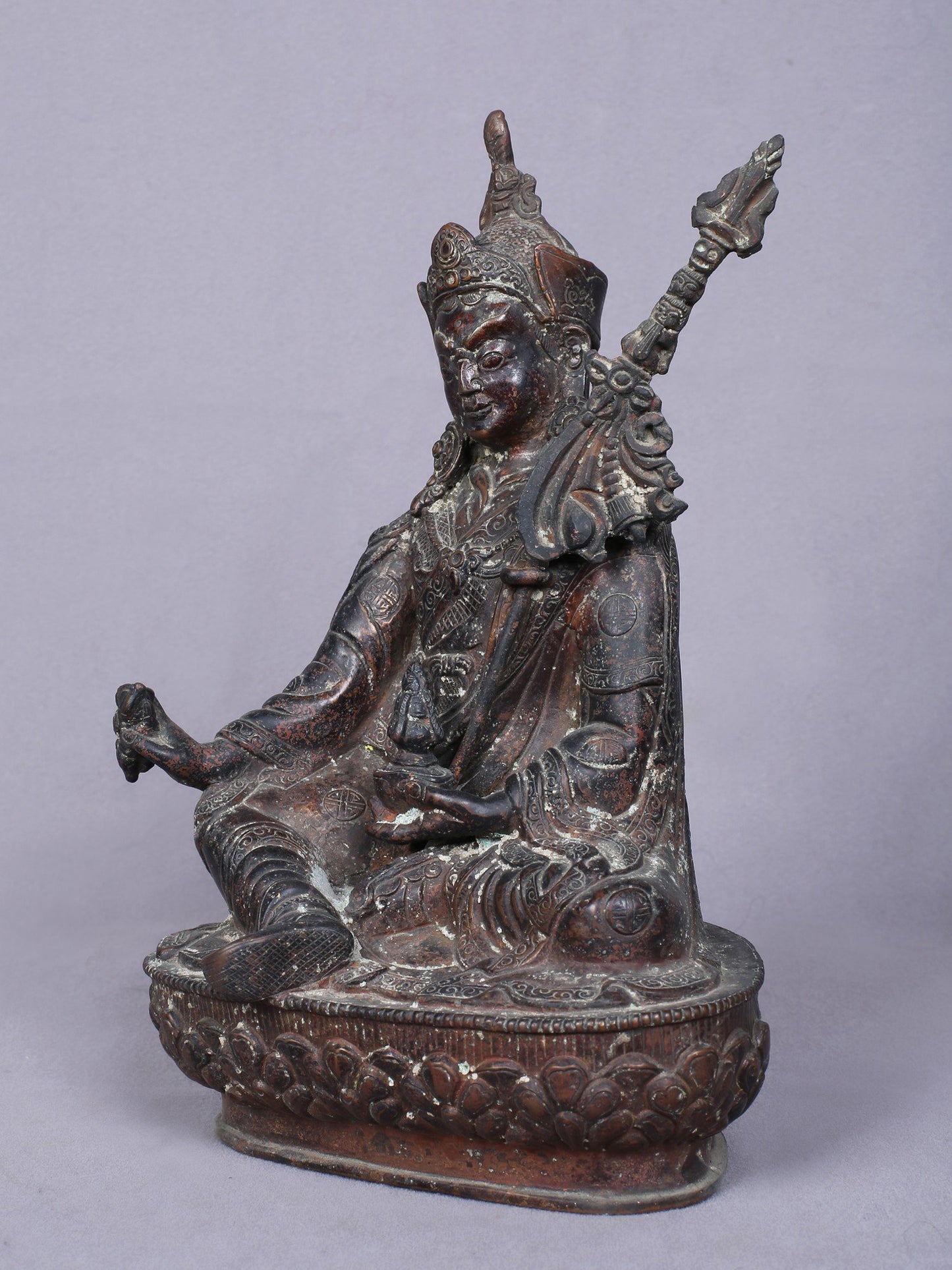 9" Tibetan Buddhist Guru Padmasambhava Idol | Handmade Idol | Copper Statue From Nepal