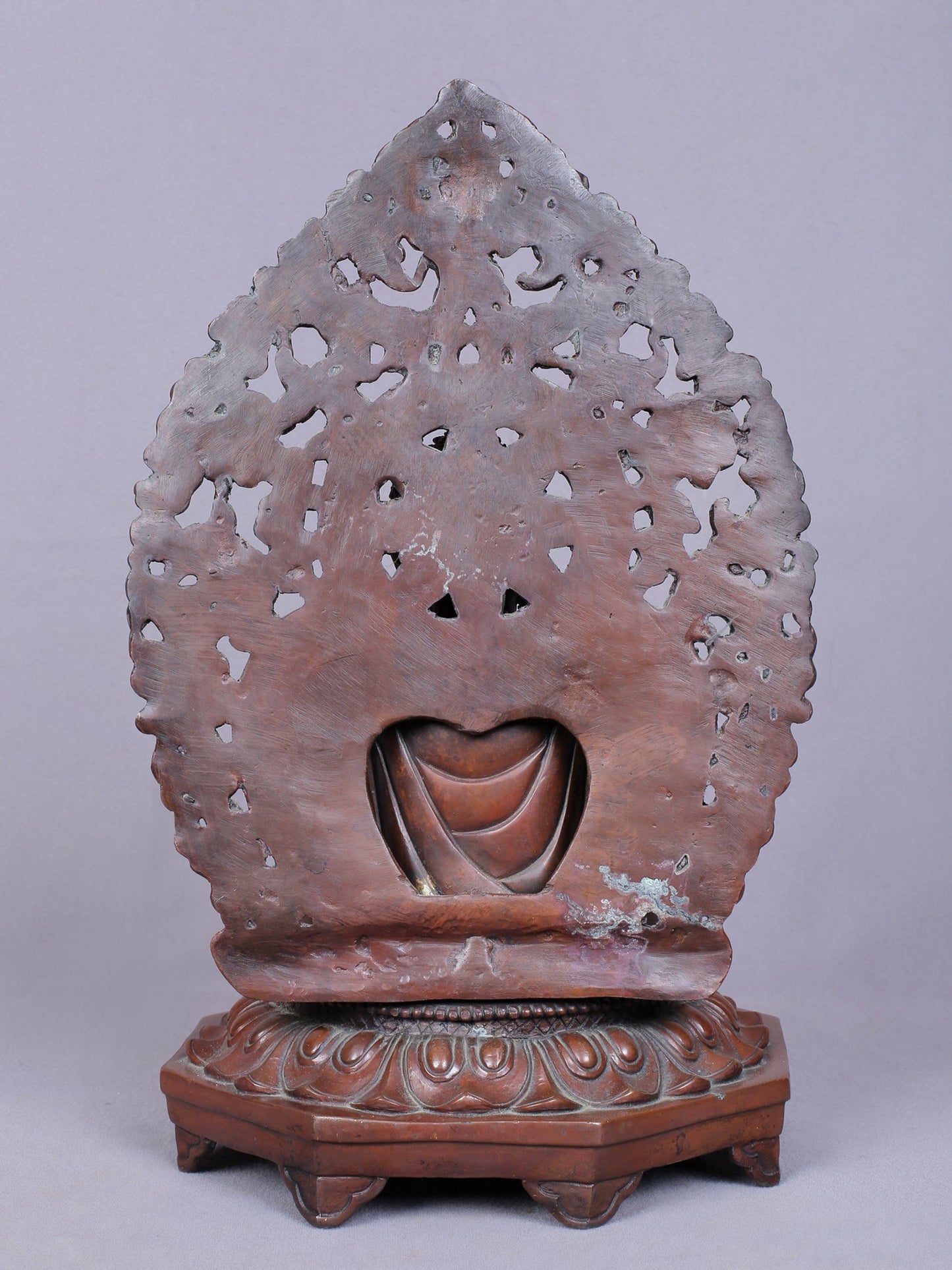 11" Amitabha Buddha Idol Seated on Throne | Handmade Idol | Copper Statue From Nepal