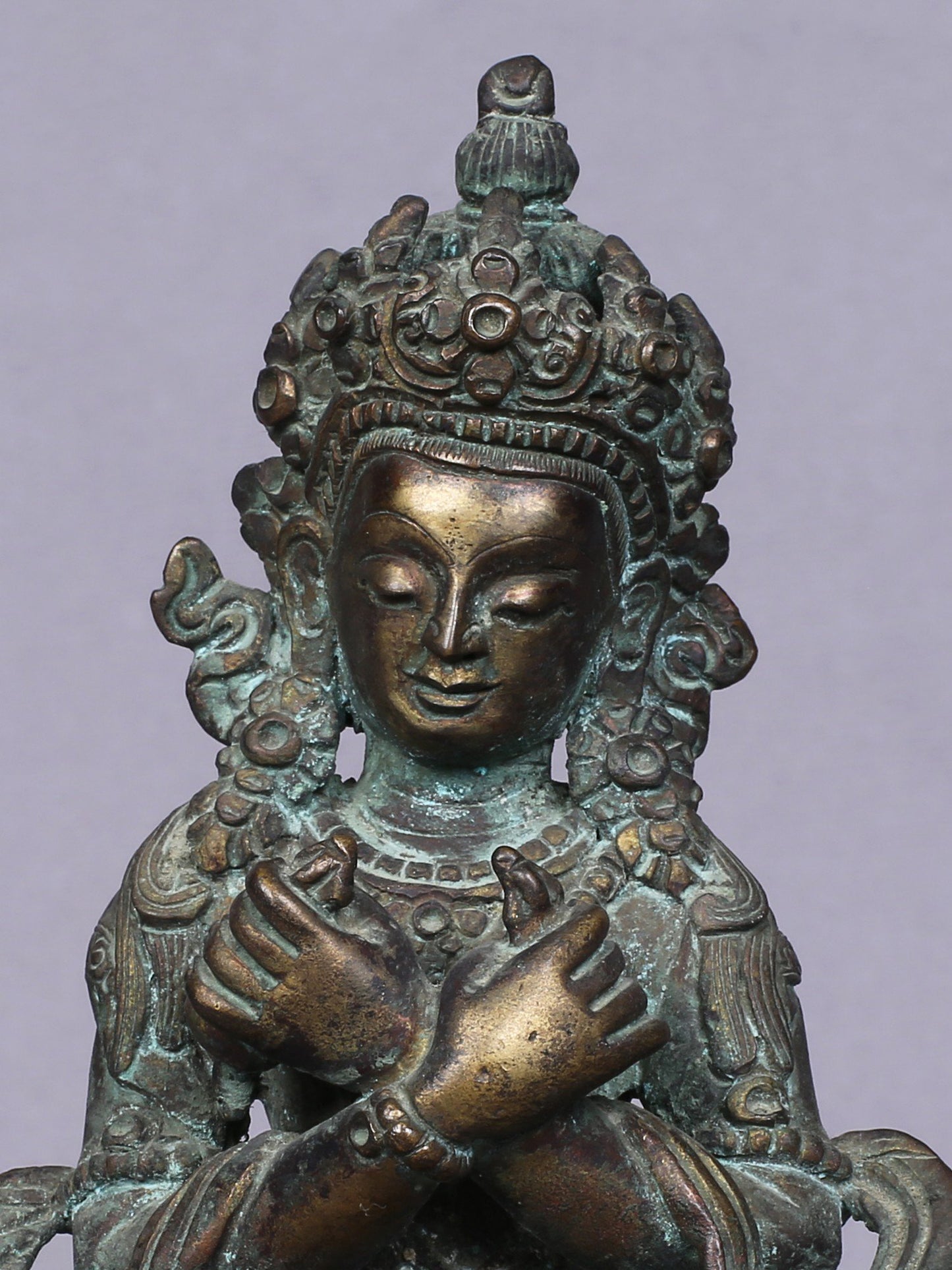 5" Small Buddhist Deity Vajradhara Idol From Nepal | Handmade Idol | Copper Statue Gilded With Gold