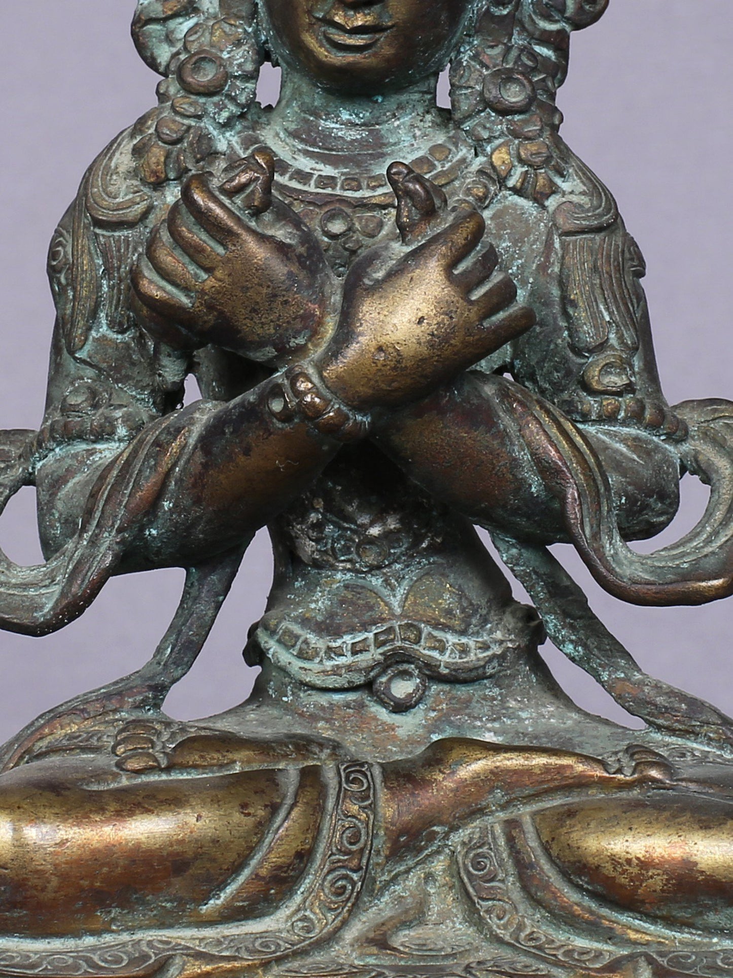 5" Small Buddhist Deity Vajradhara Idol From Nepal | Handmade Idol | Copper Statue Gilded With Gold