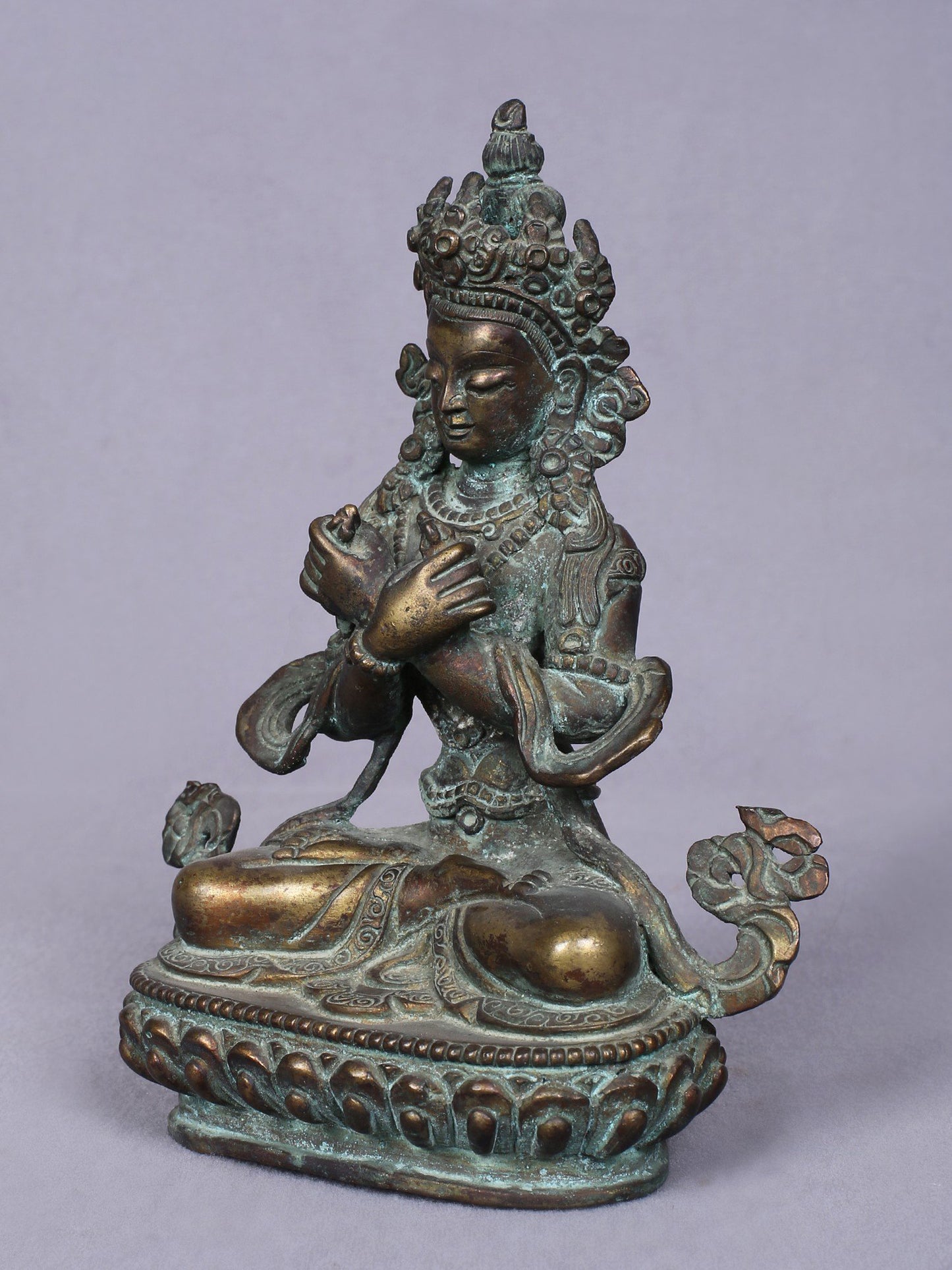 5" Small Buddhist Deity Vajradhara Idol From Nepal | Handmade Idol | Copper Statue Gilded With Gold