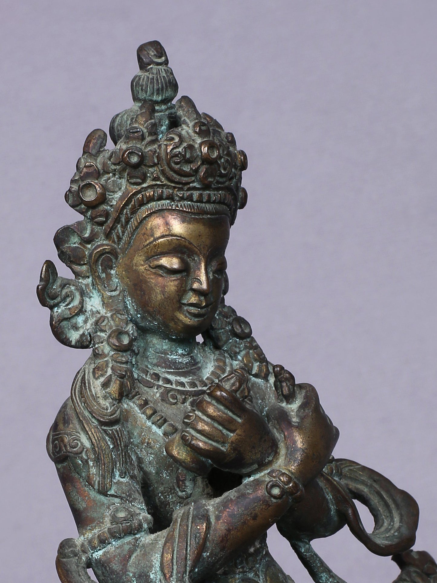 5" Small Buddhist Deity Vajradhara Idol From Nepal | Handmade Idol | Copper Statue Gilded With Gold