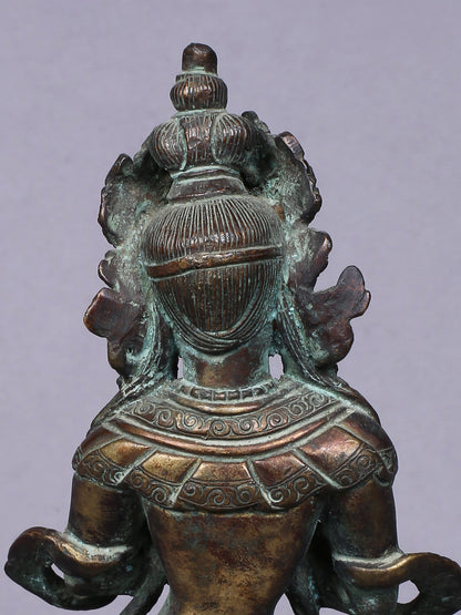 5" Small Buddhist Deity Vajradhara Idol From Nepal | Handmade Idol | Copper Statue Gilded With Gold