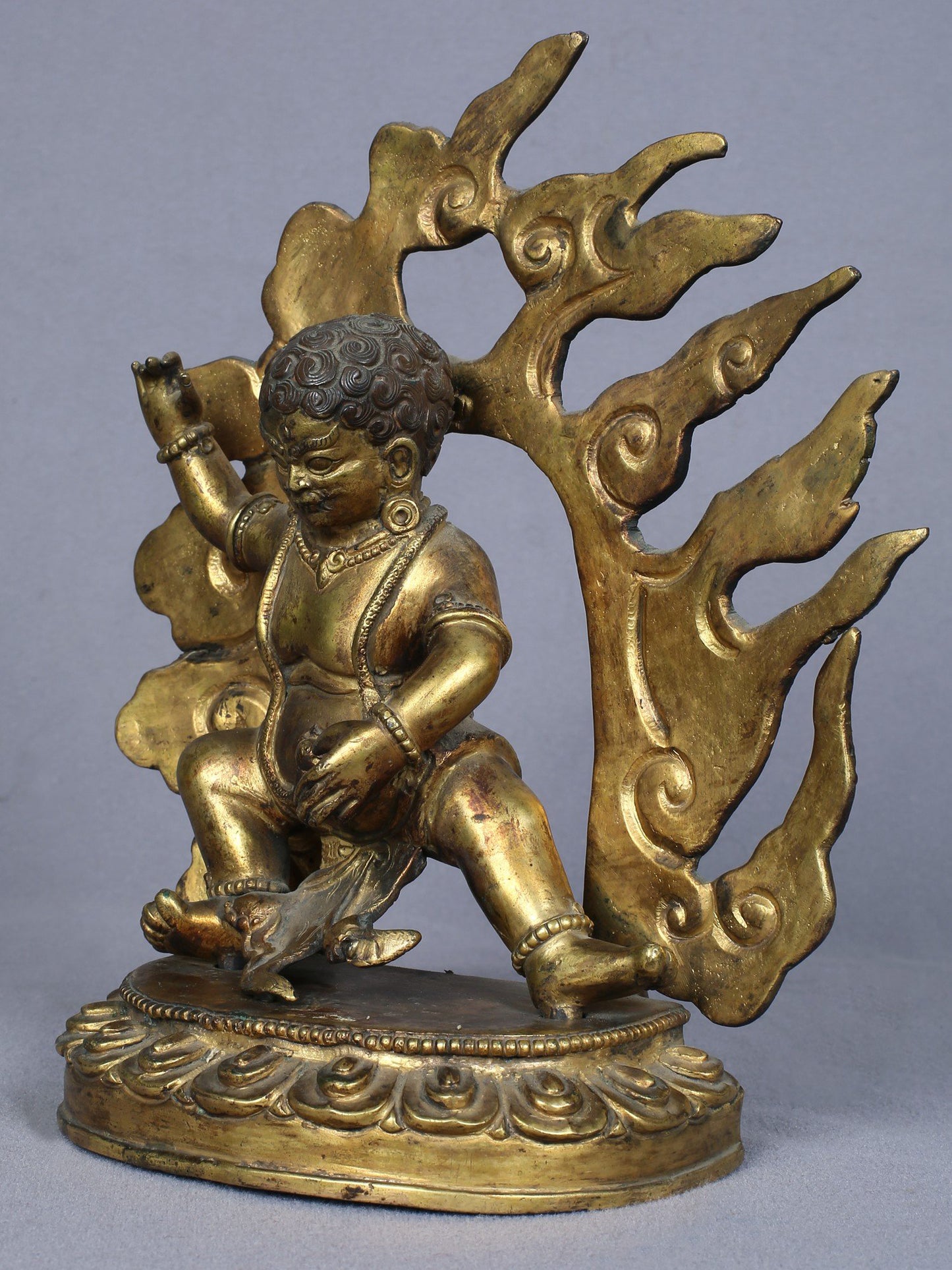 7" Tibetan Buddhist Deity Vajrapani Idol From Nepal | Handmade Idol | Copper Statue Gilded with Gold