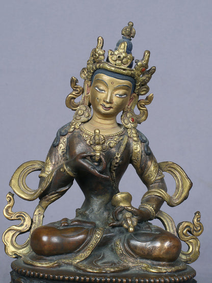 7" Buddhist Deity Vajrasattva Idol From Nepal | Handmade Idol | Copper Statue Gilded With Gold