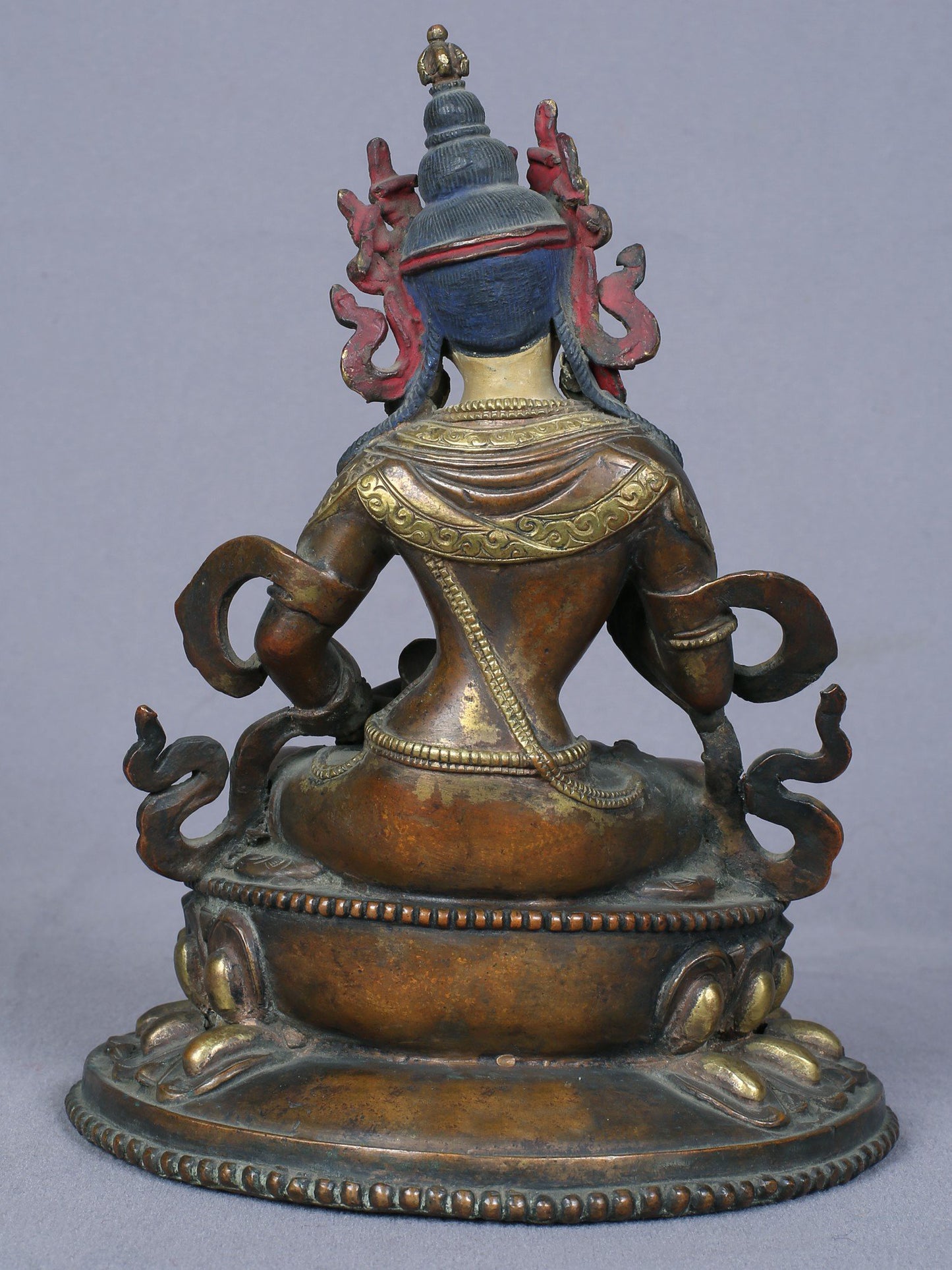 7" Buddhist Deity Vajrasattva Idol From Nepal | Handmade Idol | Copper Statue Gilded With Gold