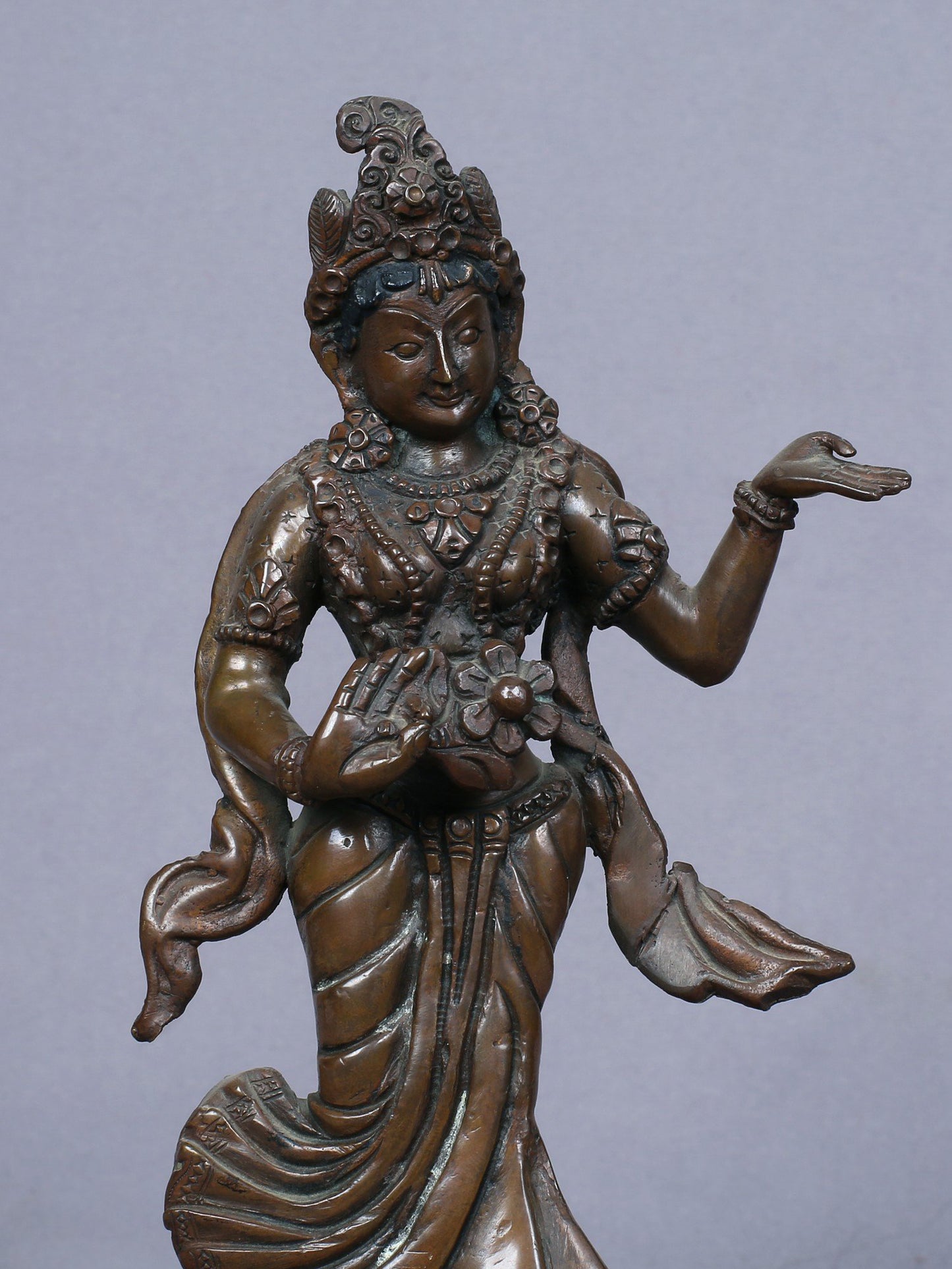 8" Dancing Goddess Parvati Copper Statue | Handmade Idol | Goddess Parvati Statue