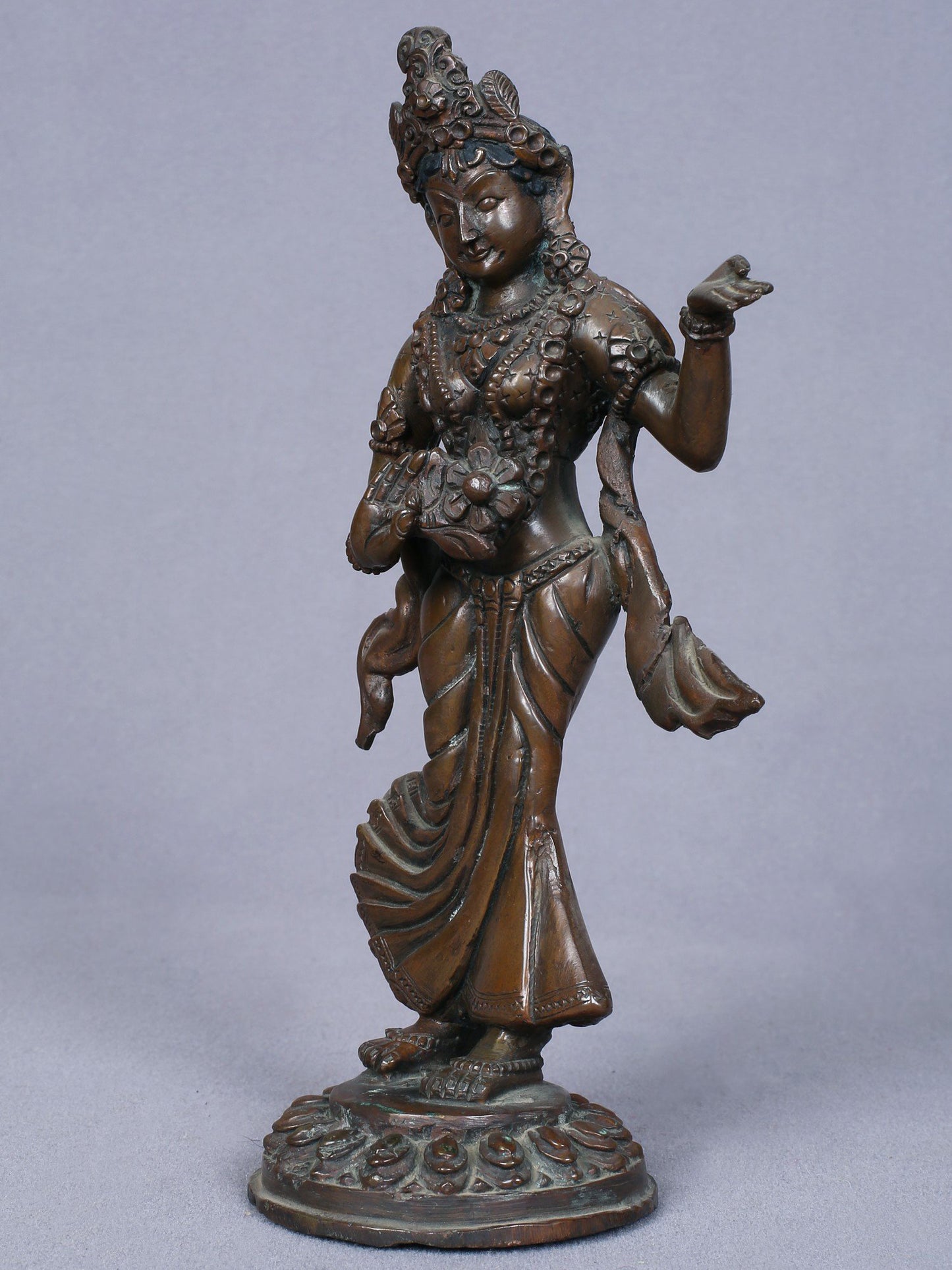 8" Dancing Goddess Parvati Copper Statue | Handmade Idol | Goddess Parvati Statue