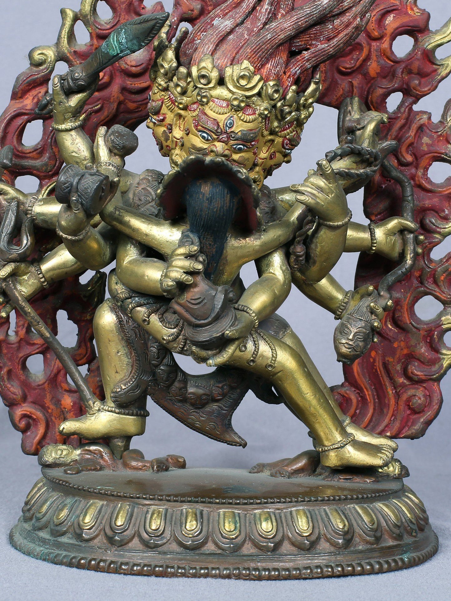 8" Shakti Bhairava Gilded Copper Statue From Nepal | Handmade Copper Idol