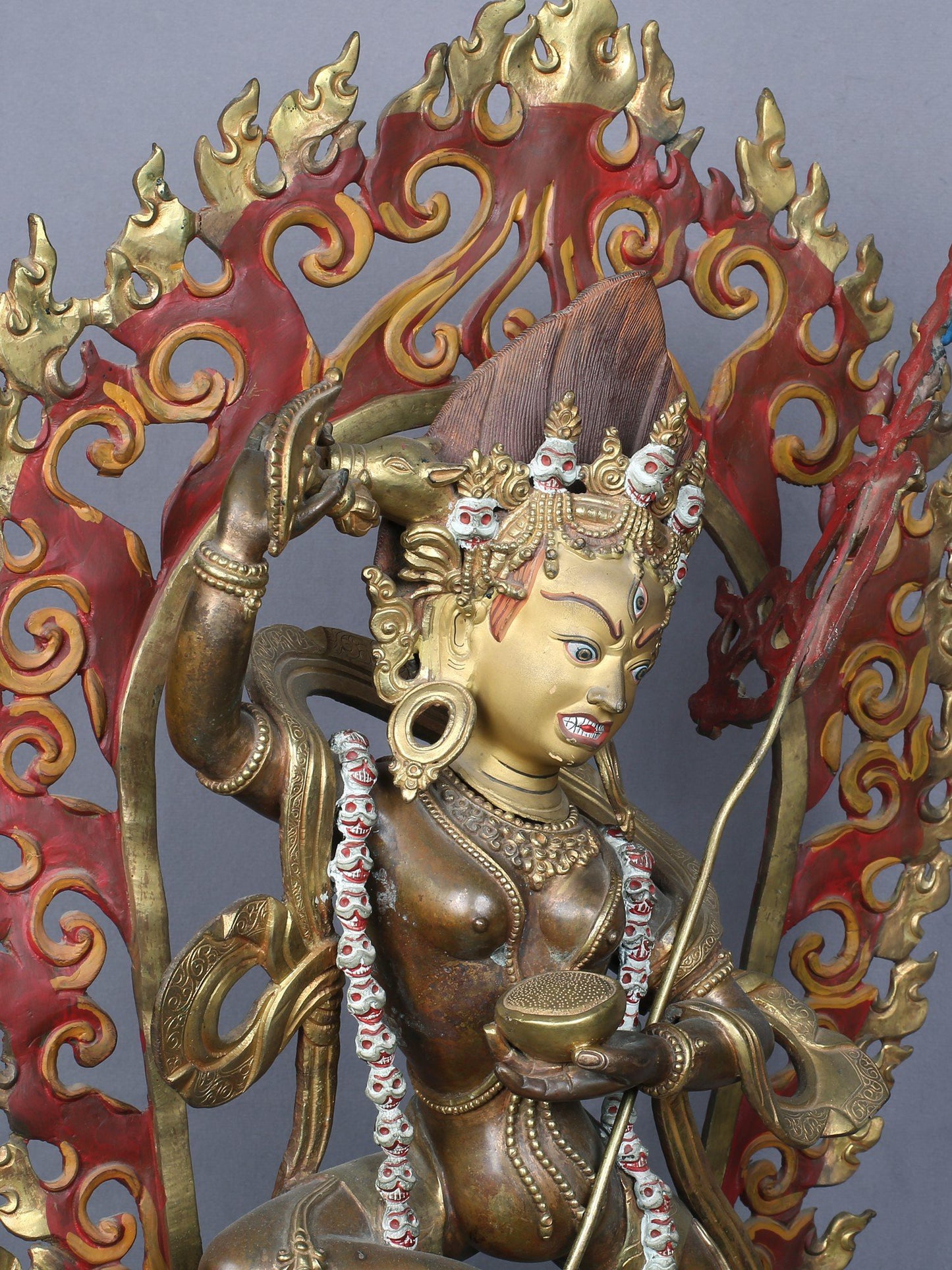 22" Vajravarahi Copper Statue Gilded With Gold From Nepal | Handmade Copper Idol