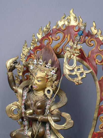 22" Vajravarahi Copper Statue Gilded With Gold From Nepal | Handmade Copper Idol