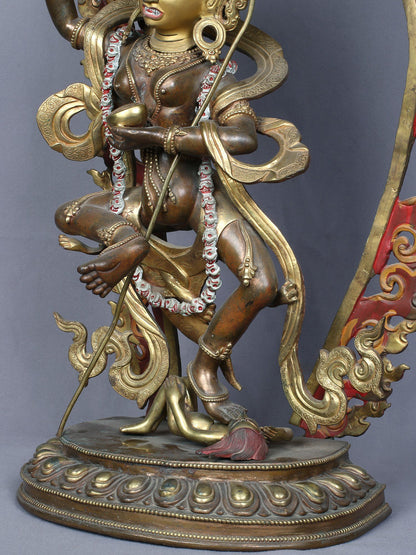 22" Vajravarahi Copper Statue Gilded With Gold From Nepal | Handmade Copper Idol