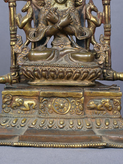 11" Primordial Buddha Vajradhara Idol From Nepal | Handmade Idol | Copper Statue Gilded With Gold