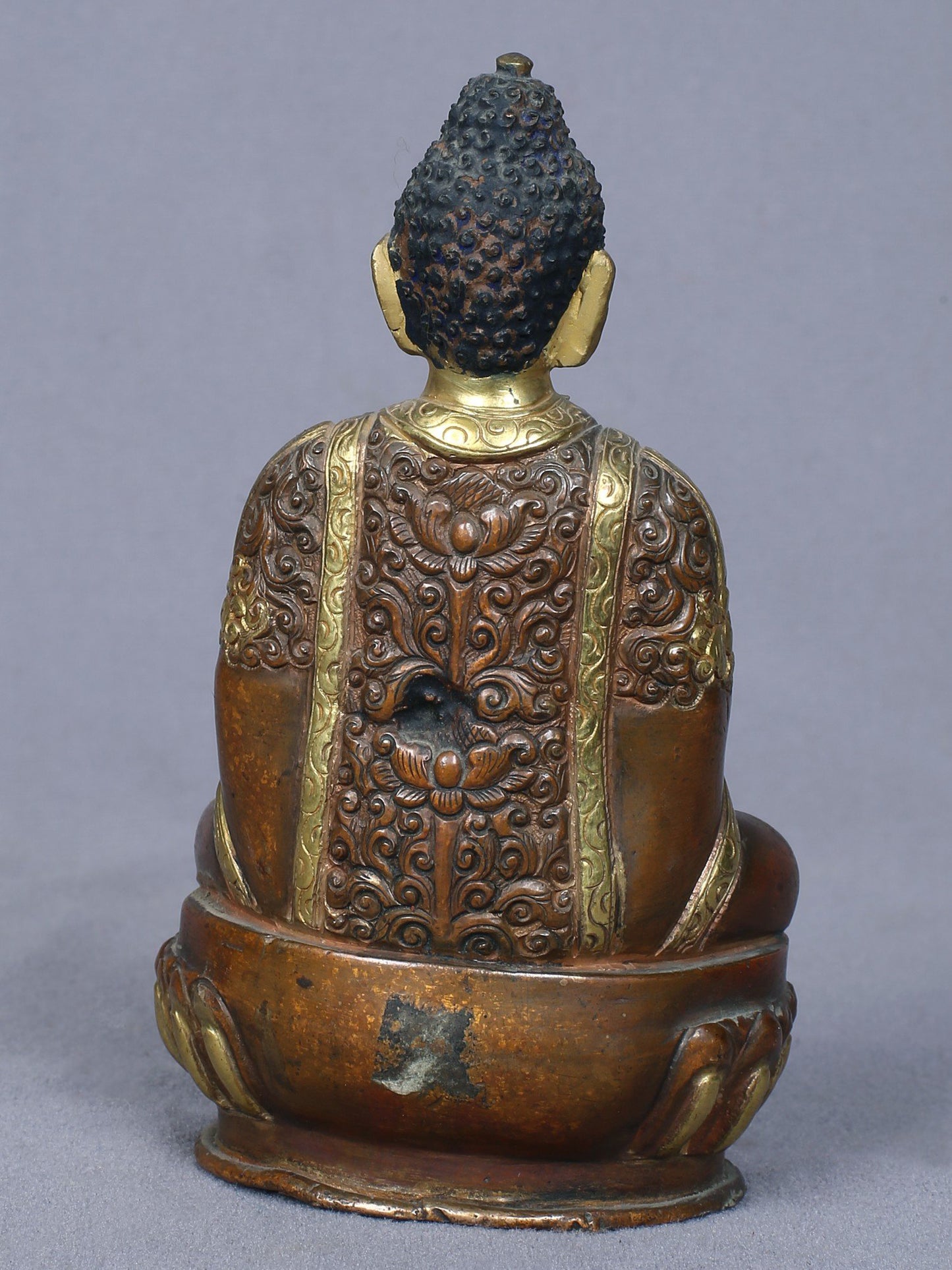 5" Small Amitabha Buddha Copper Statue Gilded With Gold From Nepal | Handmade Copper Idol