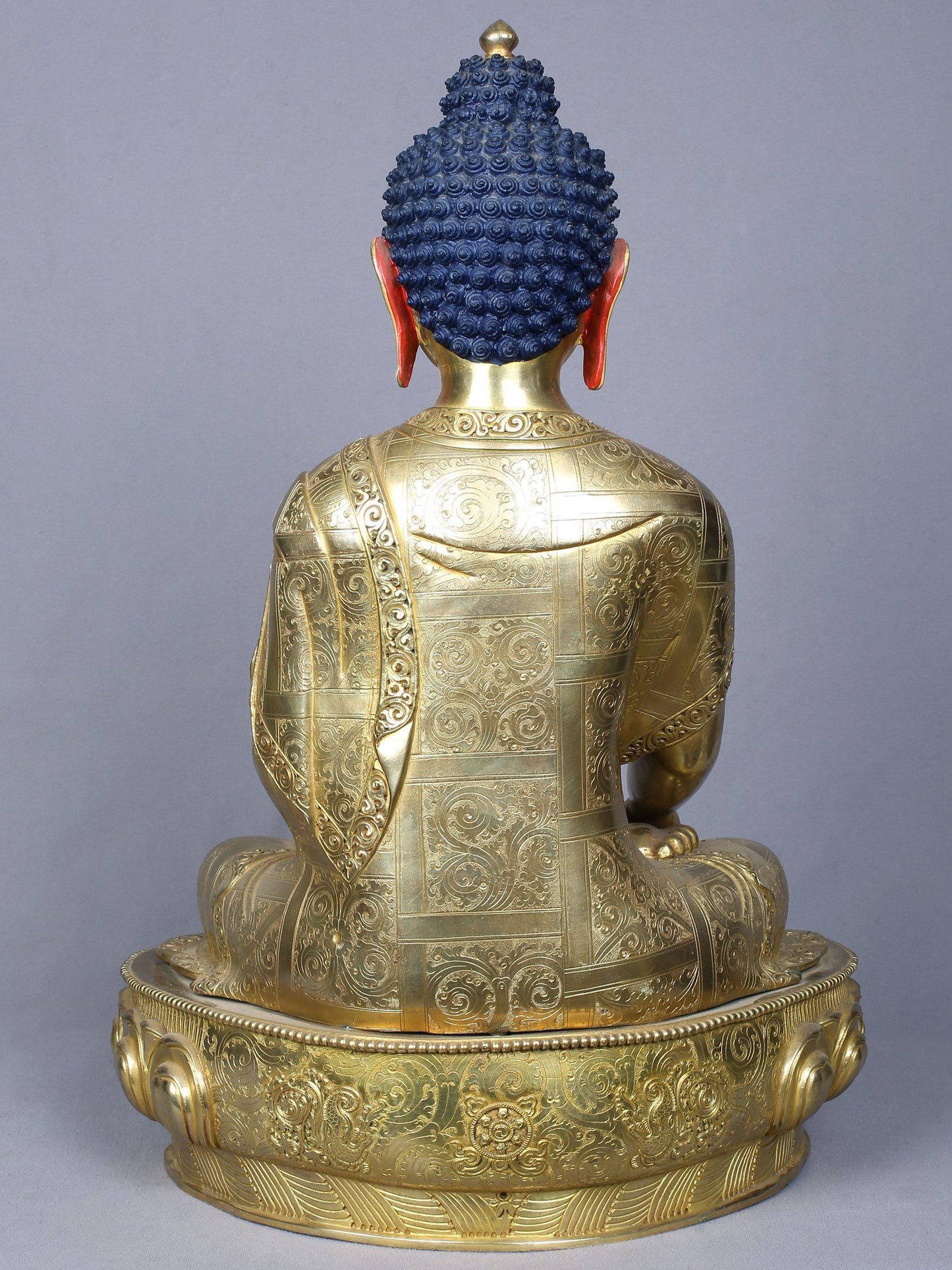 18" Shakyamuni Buddha in Bhumi-Sparsha Gesture | Nepalese Copper Statue Gilded with Gold