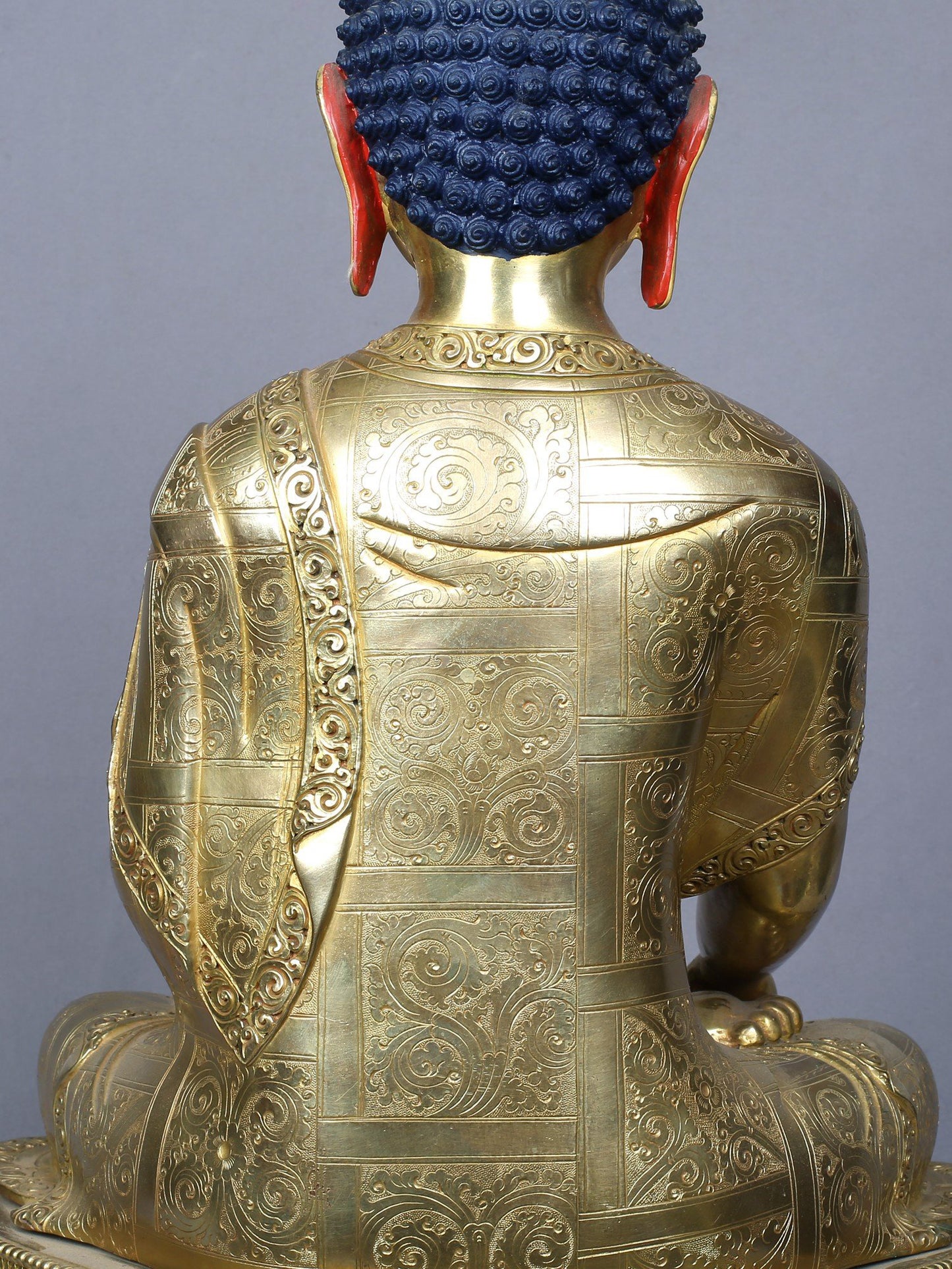 18" Shakyamuni Buddha in Bhumi-Sparsha Gesture | Nepalese Copper Statue Gilded with Gold