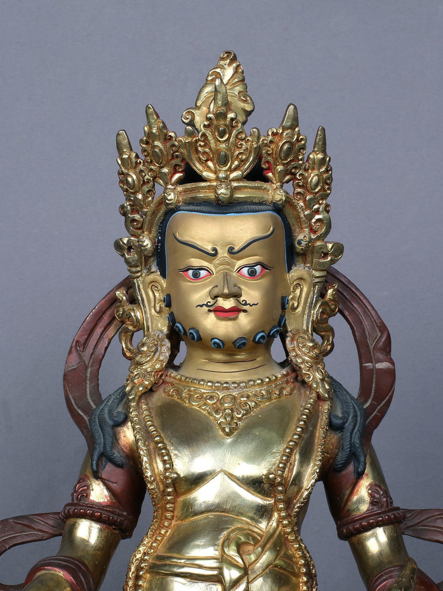 13" Buddhist Lord Kubera Idol From Nepal | Handmade Idol | Copper Statue Gilded With Gold