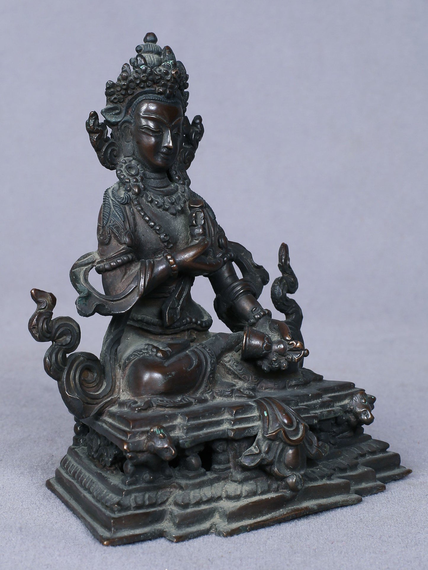 4" Small Vajrasattva Copper Statue | Handmade Idol | Buddhist Deity Idol From Nepal