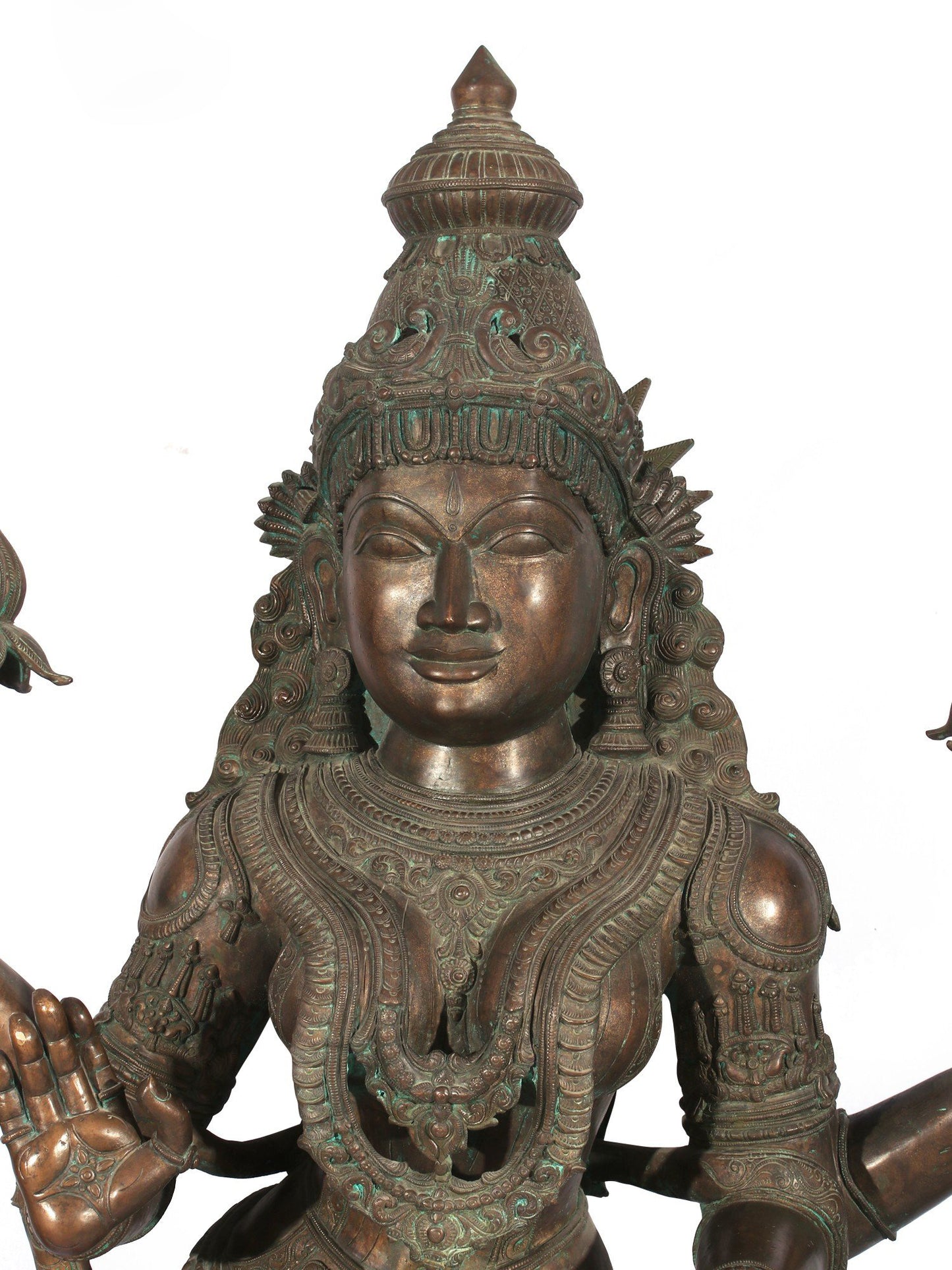 72" Super Large Goddess Lakshmi Standing on Lotus Bronze Sculpture | Bronze Statue