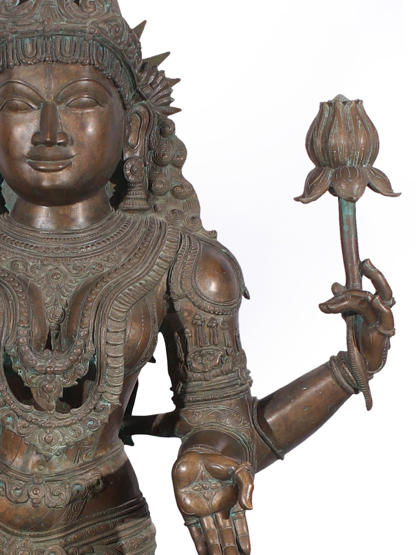 72" Super Large Goddess Lakshmi Standing on Lotus Bronze Sculpture | Bronze Statue