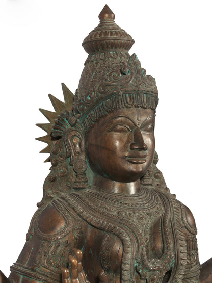 72" Super Large Goddess Lakshmi Standing on Lotus Bronze Sculpture | Bronze Statue