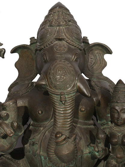 51" Large Shri Vallabh Ganapati Bronze Sculpture | Decorative Bronze Idol | Figurine For Gifting | Bronze Statue For Temple