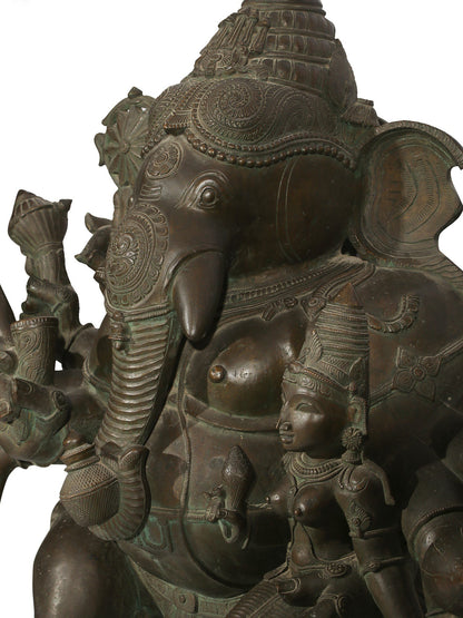 51" Large Shri Vallabh Ganapati Bronze Sculpture | Decorative Bronze Idol | Figurine For Gifting | Bronze Statue For Temple