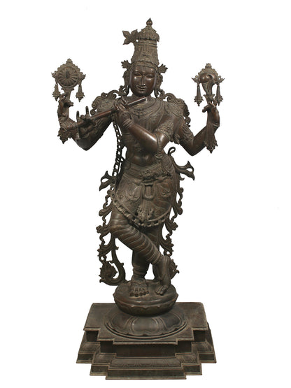 72" Super Large Lord Vishnu as Venugopal Krishna | Bronze Sculpture | Bronze Statue