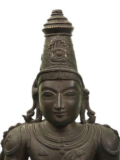 32" Large Four-Armed Standing Lord Vishnu Bronze Sculpture | Bronze Statue