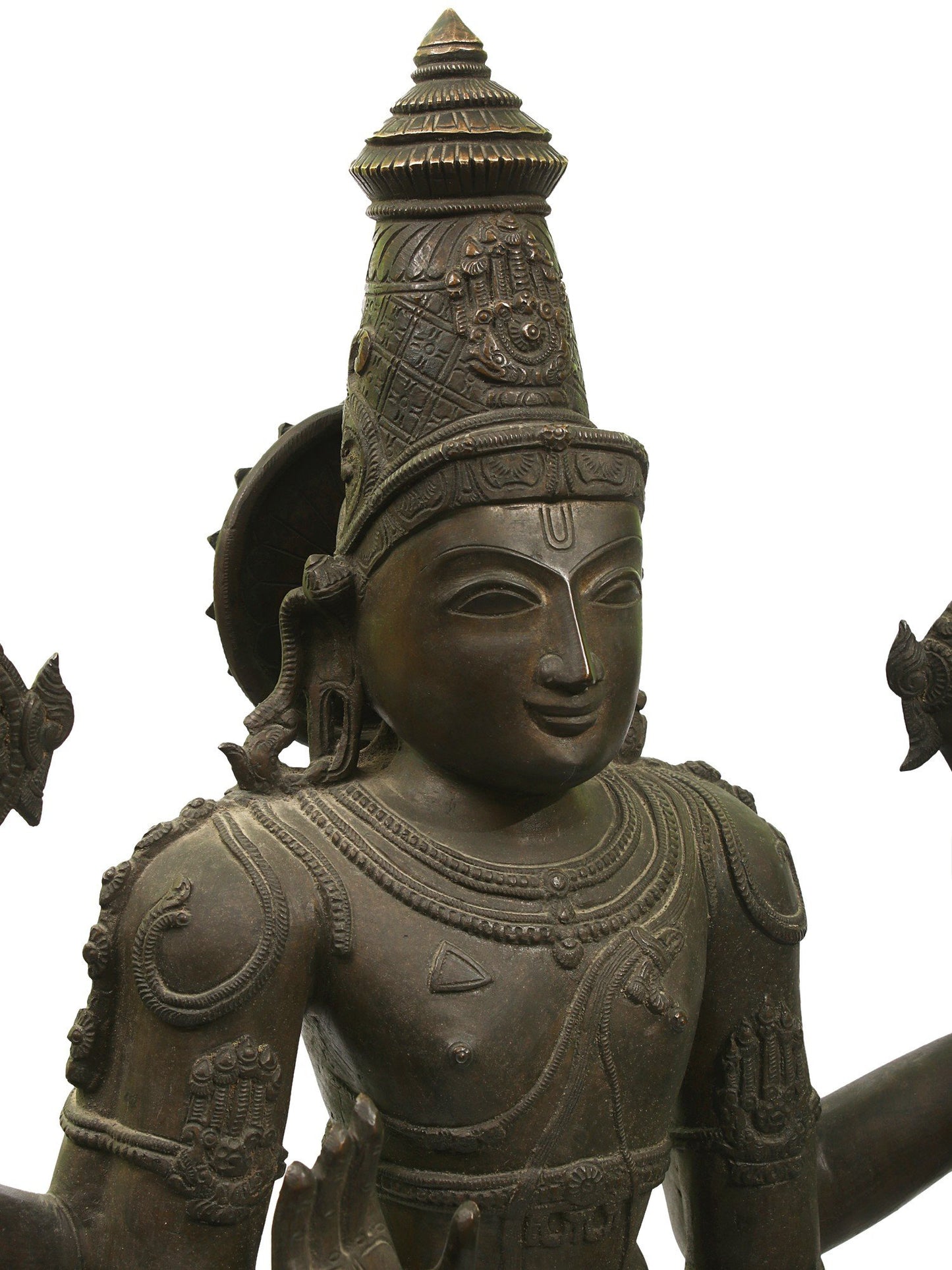 32" Large Four-Armed Standing Lord Vishnu Bronze Sculpture | Bronze Statue