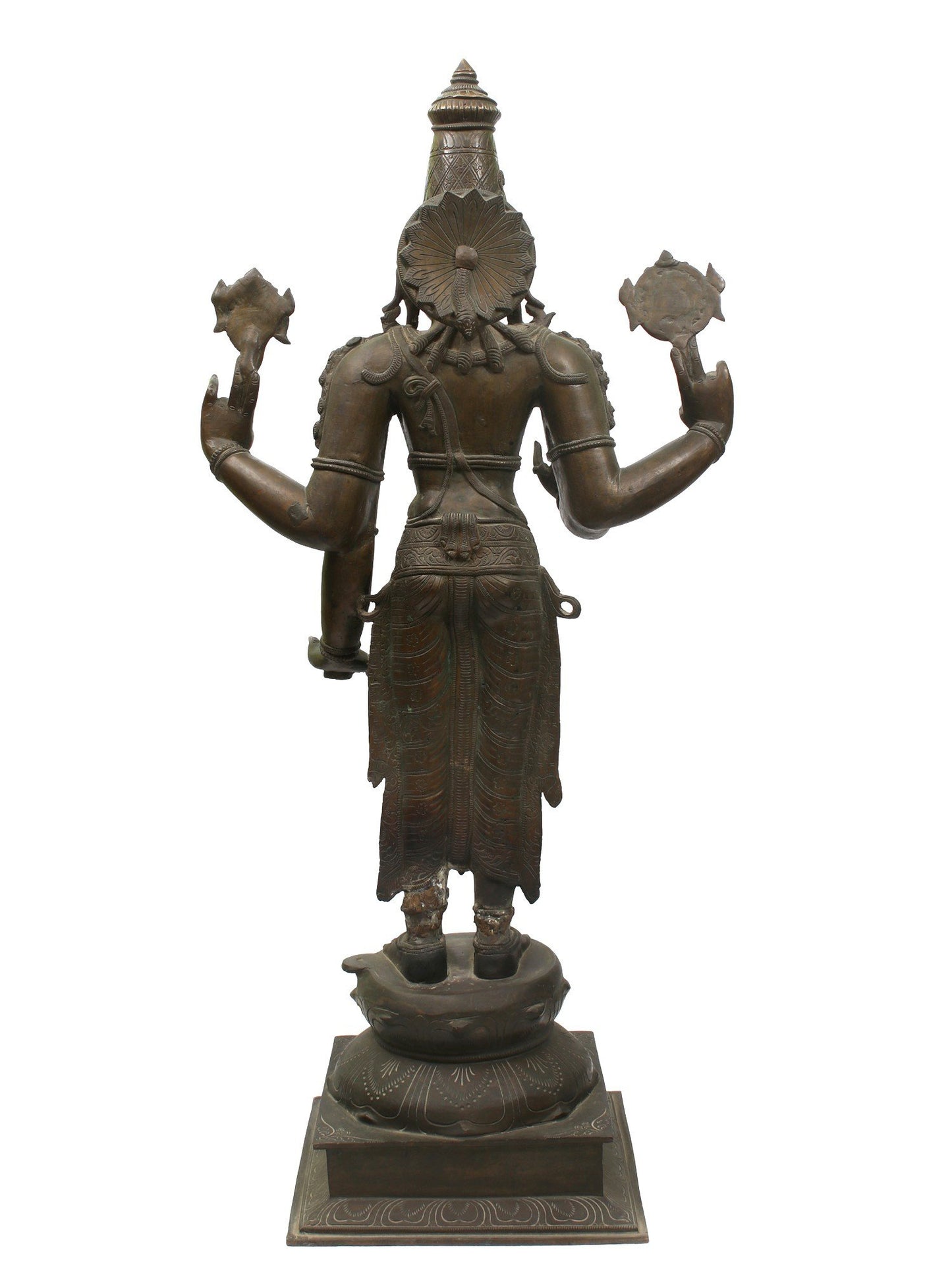 32" Large Four-Armed Standing Lord Vishnu Bronze Sculpture | Bronze Statue