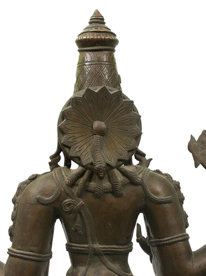 32" Large Four-Armed Standing Lord Vishnu Bronze Sculpture | Bronze Statue