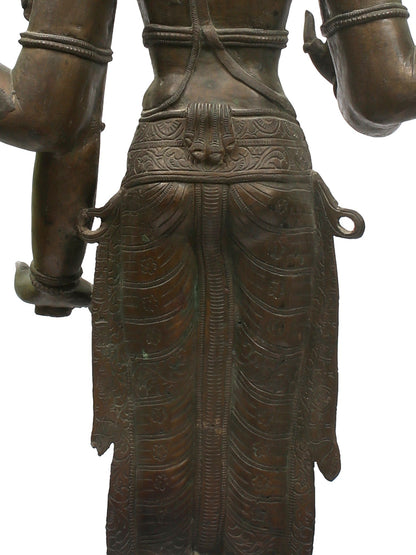 32" Large Four-Armed Standing Lord Vishnu Bronze Sculpture | Bronze Statue